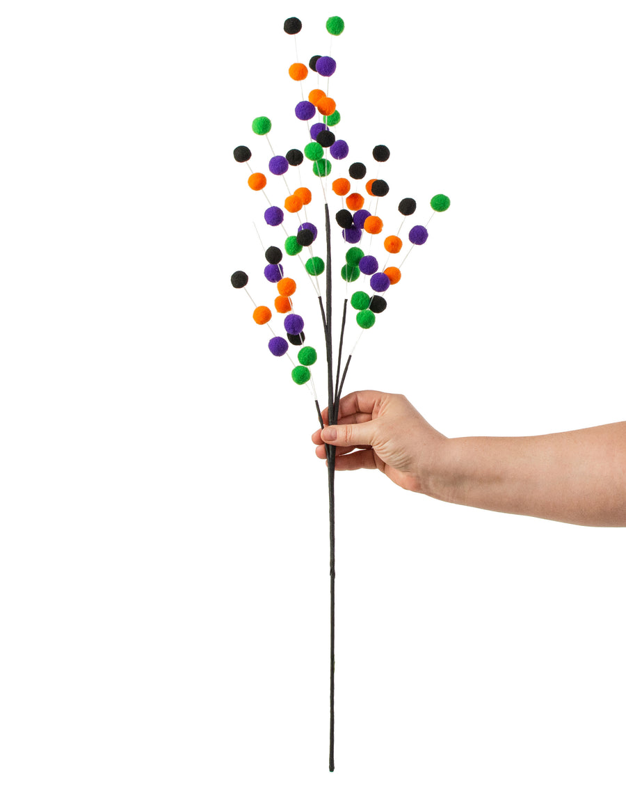 30" Felt Ball Spray: Purple, Green, Orange detail photo 3