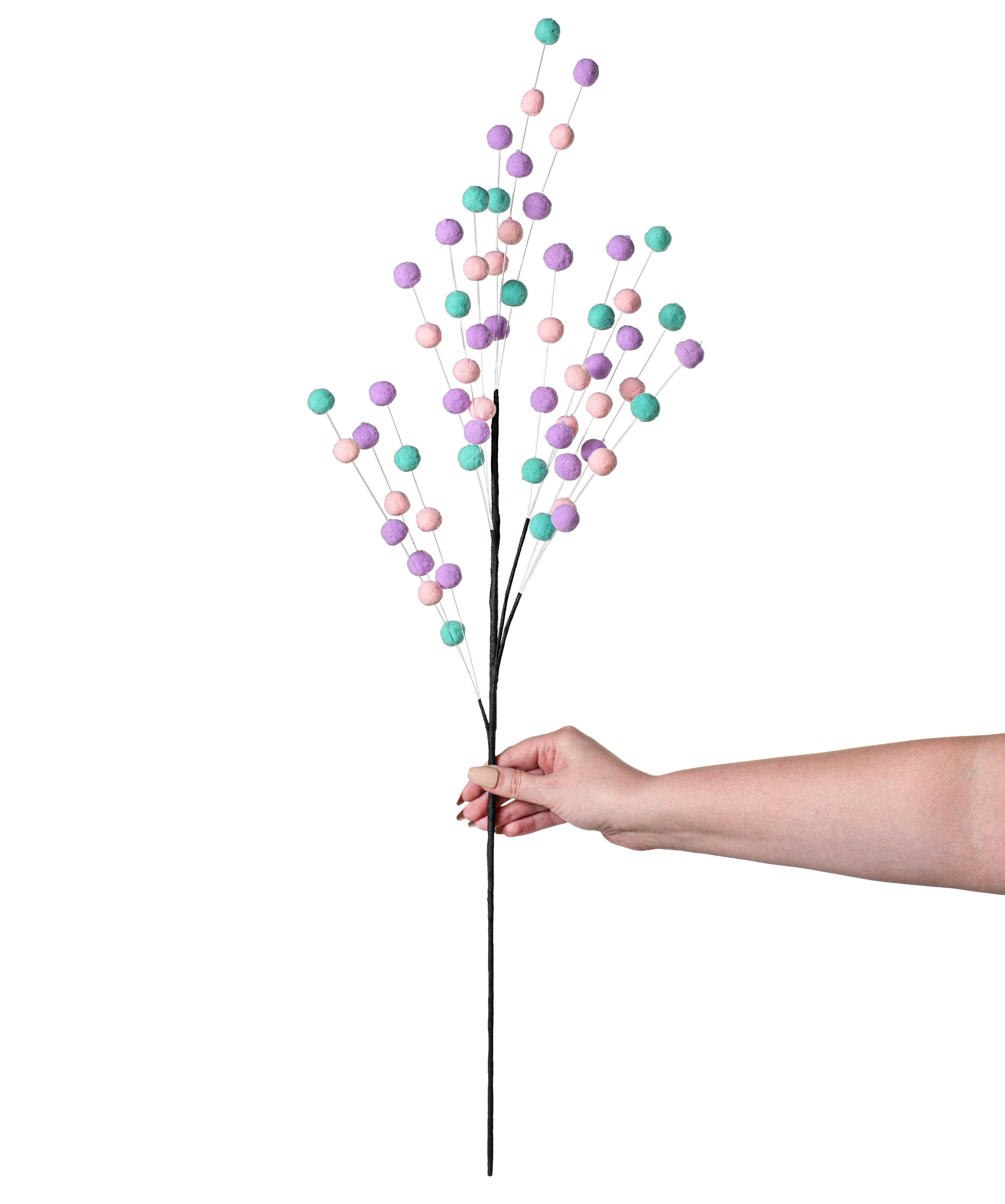 30" Felt Ball Spray: Purple, Pink, Mint detail photo 3
