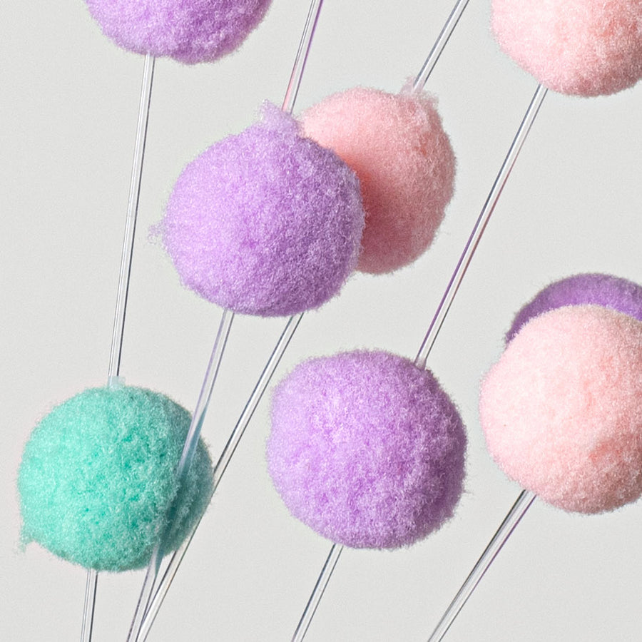 30" Felt Ball Spray: Purple, Pink, Mint detail photo 4