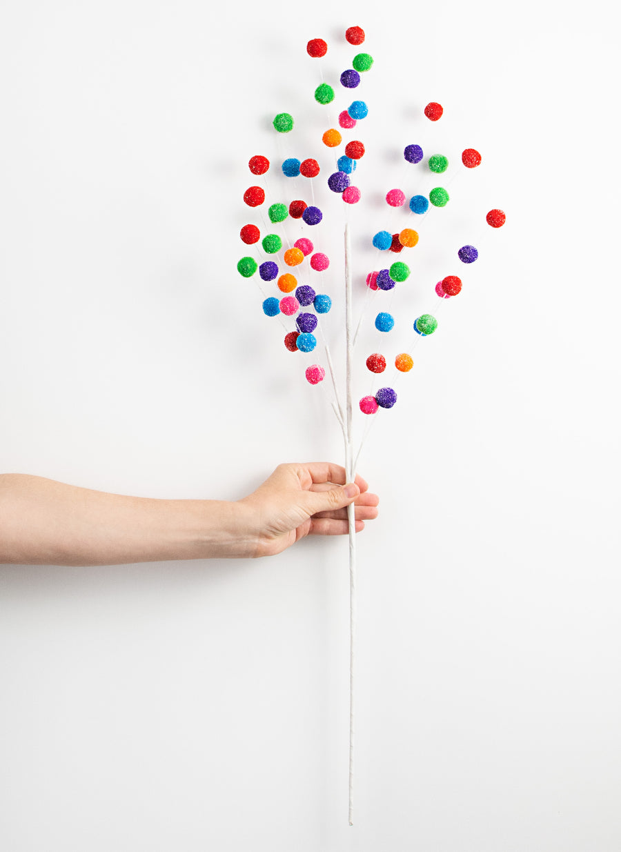 29" Felt Ball Spray: Rainbow Multi-Color detail photo 3
