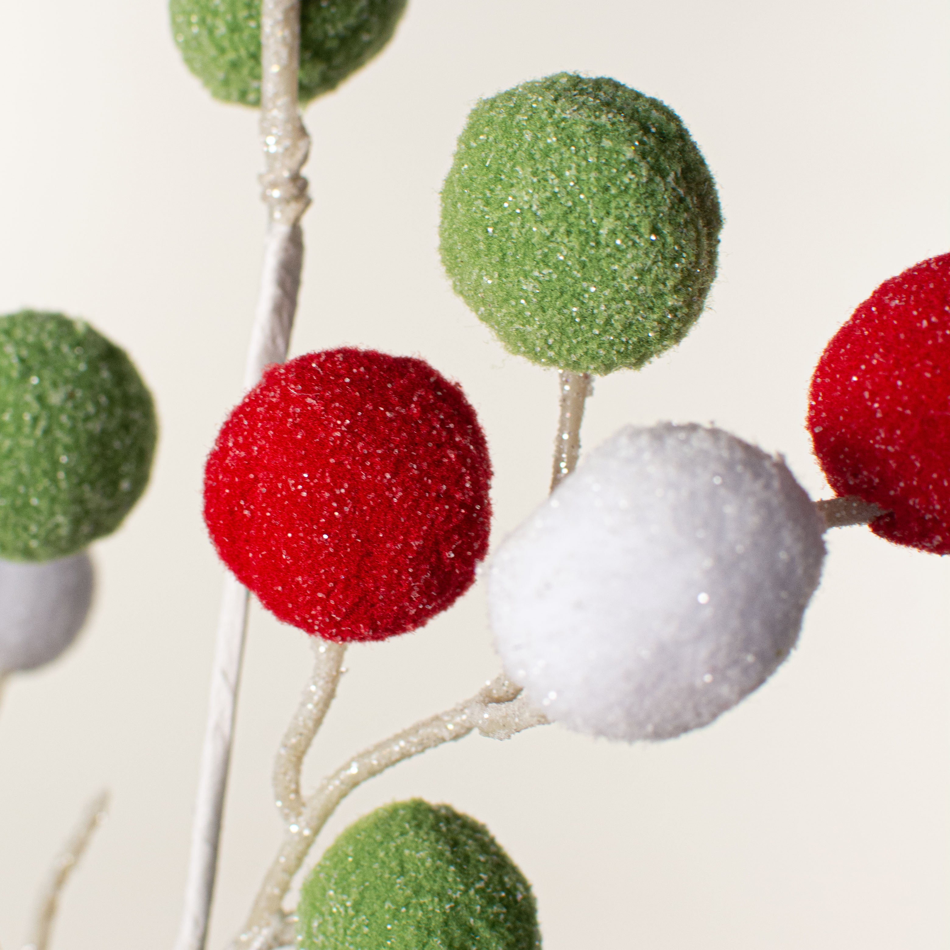 28" Felt Ball Spray: Red, White, Green Lifestyle Photo
