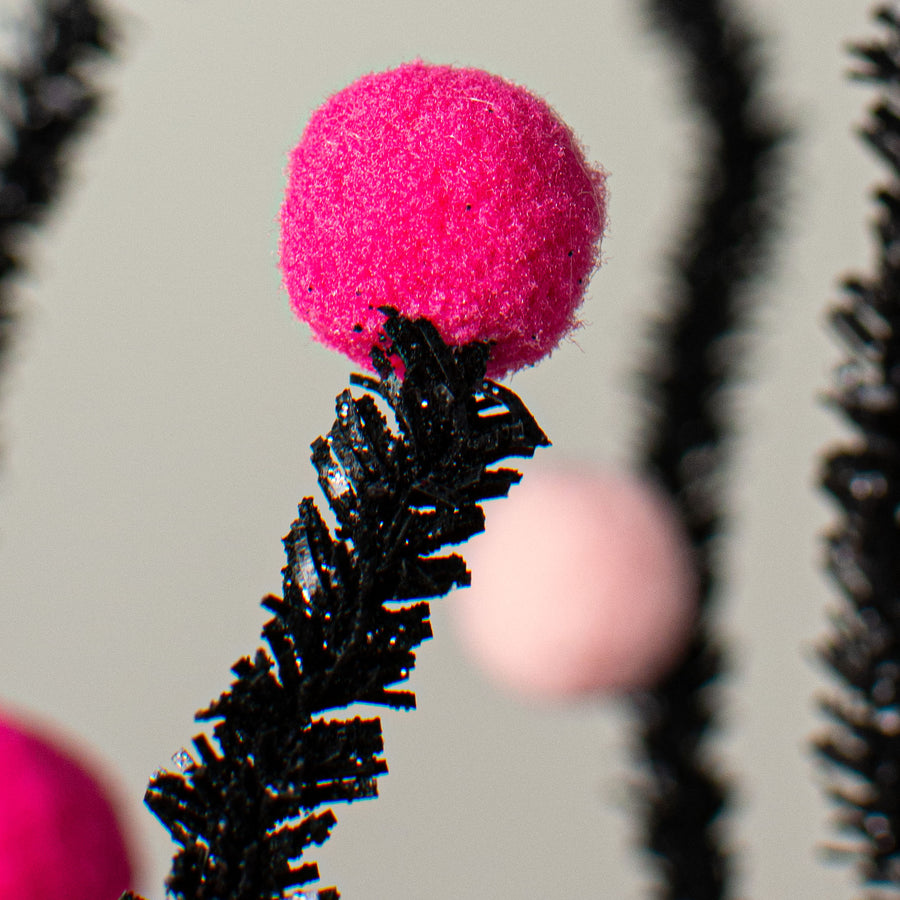 31" Felt Ball Twig Spray: Fuchsia, Pink, Black Lifestyle Photo