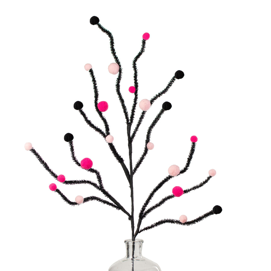 31" Felt Ball Twig Spray: Fuchsia, Pink, Black Item Number: 56896BTPKBK