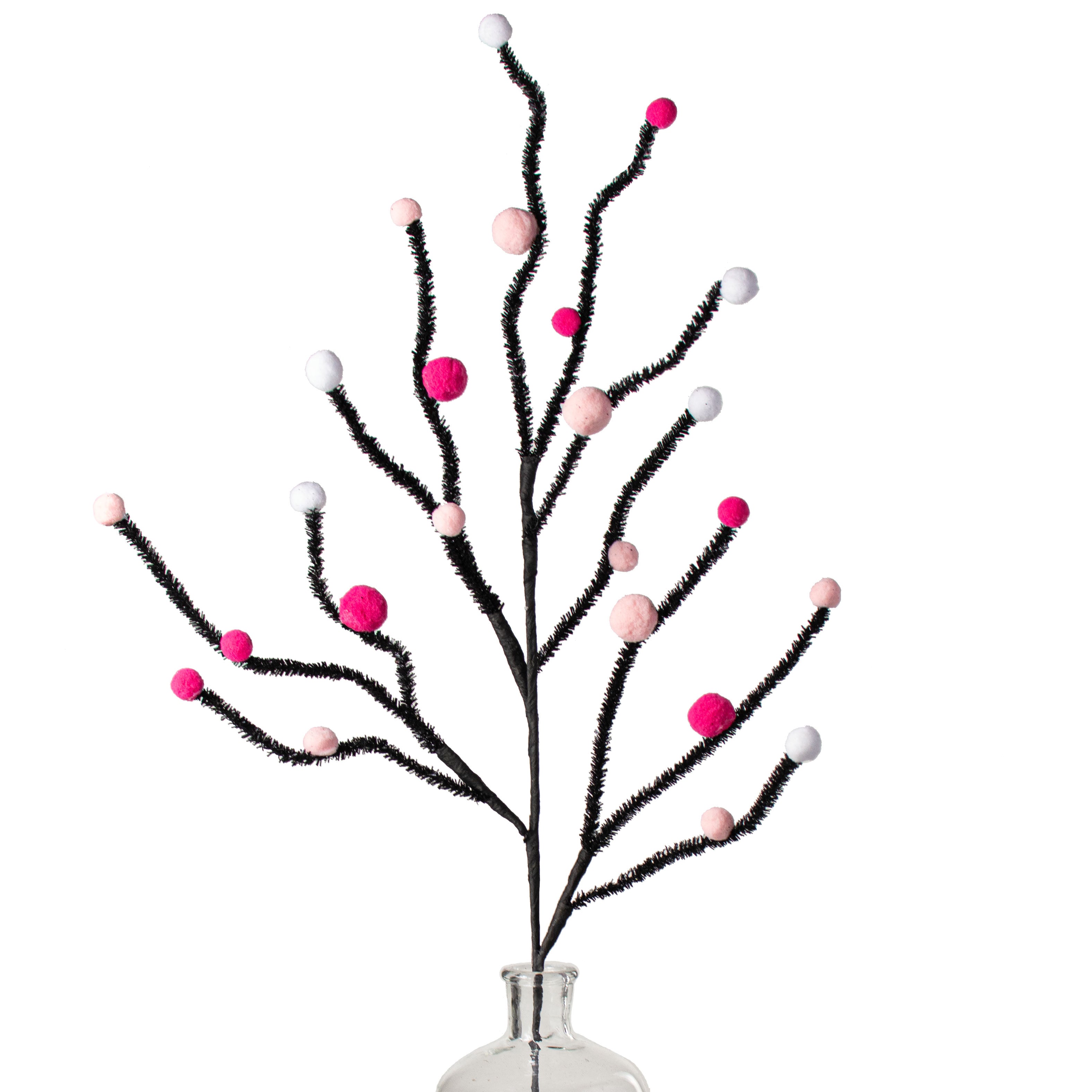 31" Felt Ball Twig Spray: Fuchsia, Pink, White Item Number: 56896BTPKWT