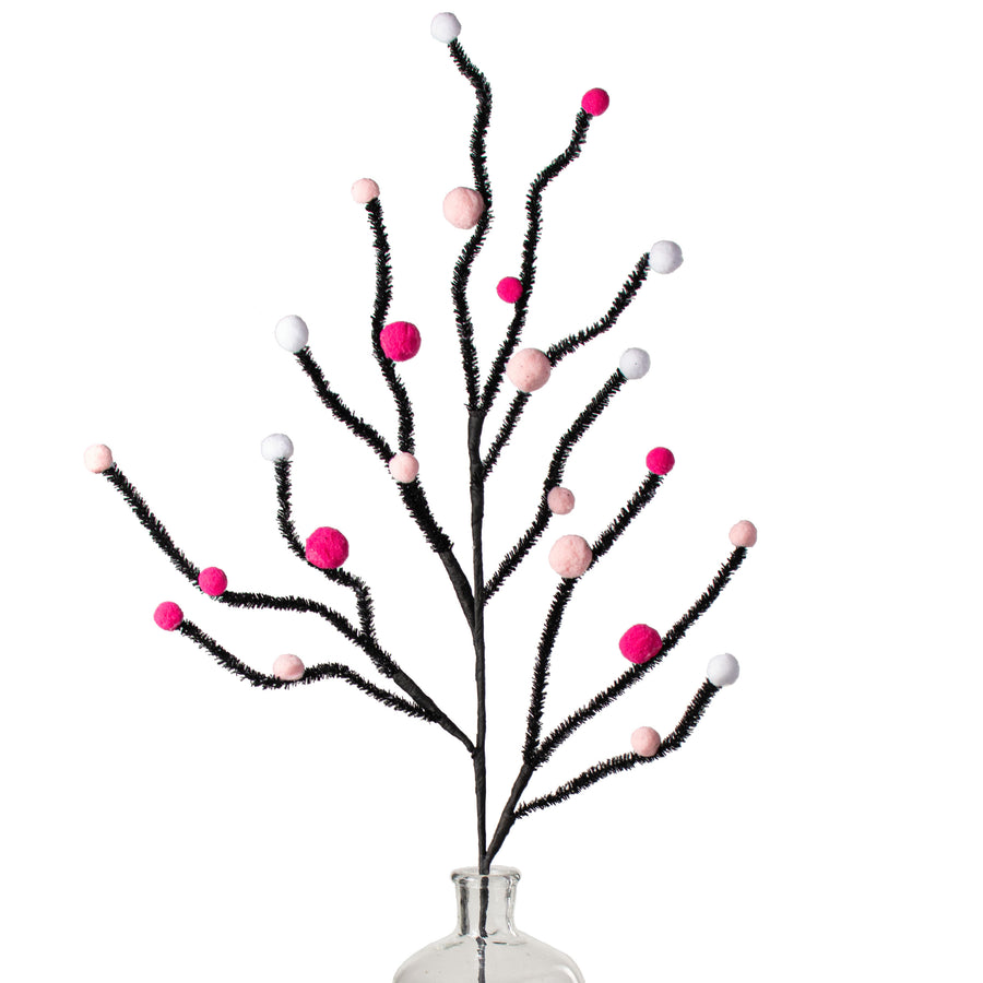 31" Felt Ball Twig Spray: Fuchsia, Pink, White Item Number: 56896BTPKWT