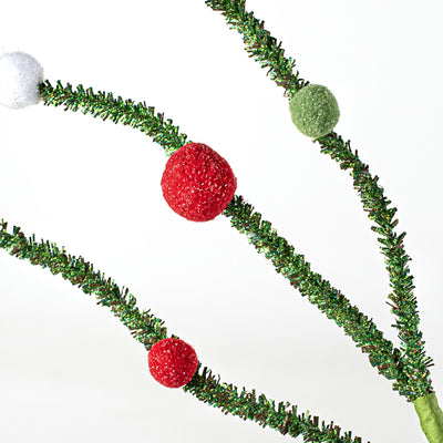 31" Felt Ball Twig Spray: Red, White, Green Lifestyle Photo