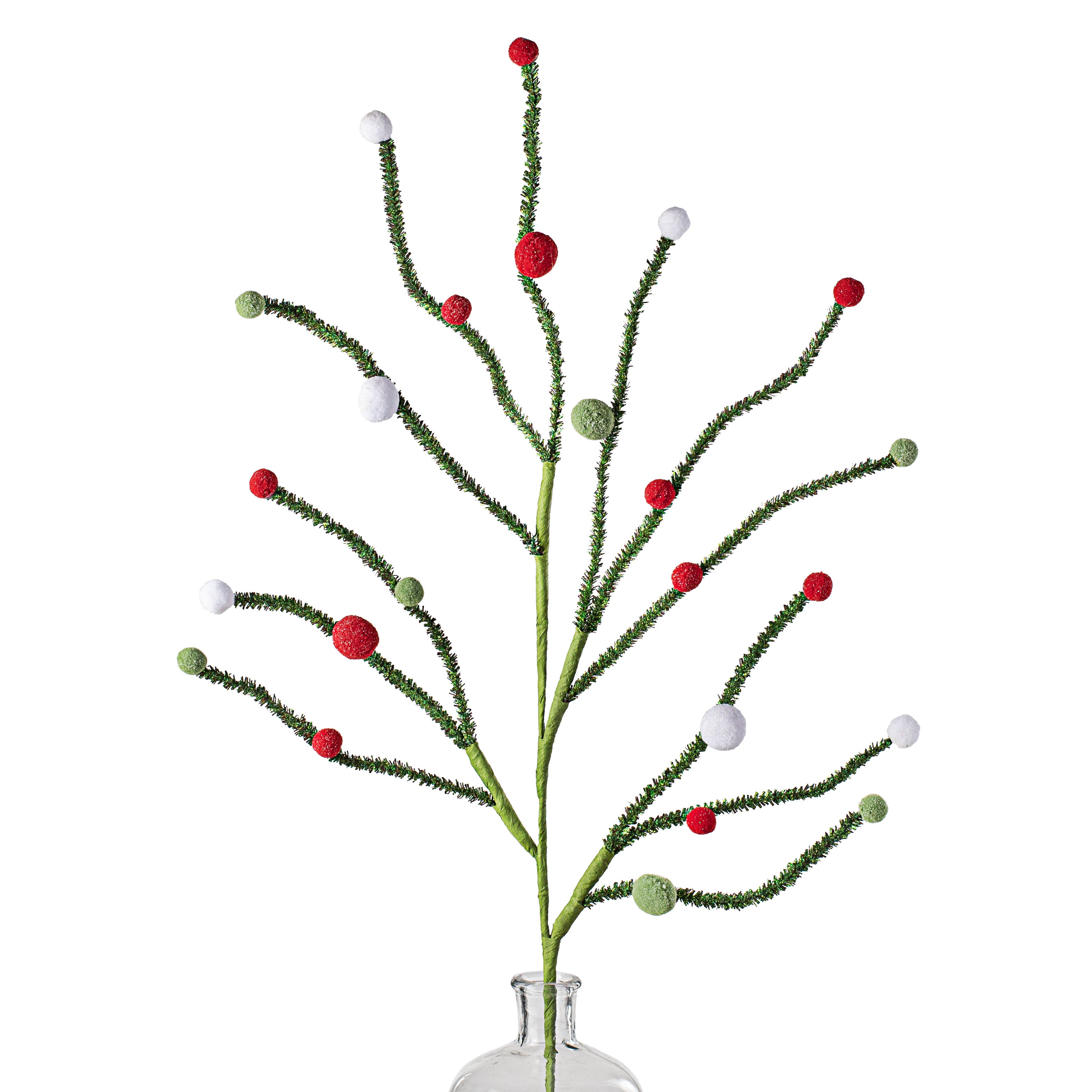 31" Felt Ball Twig Spray: Red, White, Green Item Number: 85560RWG