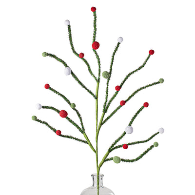 31" Felt Ball Twig Spray: Red, White, Green Item Number: 85560RWG