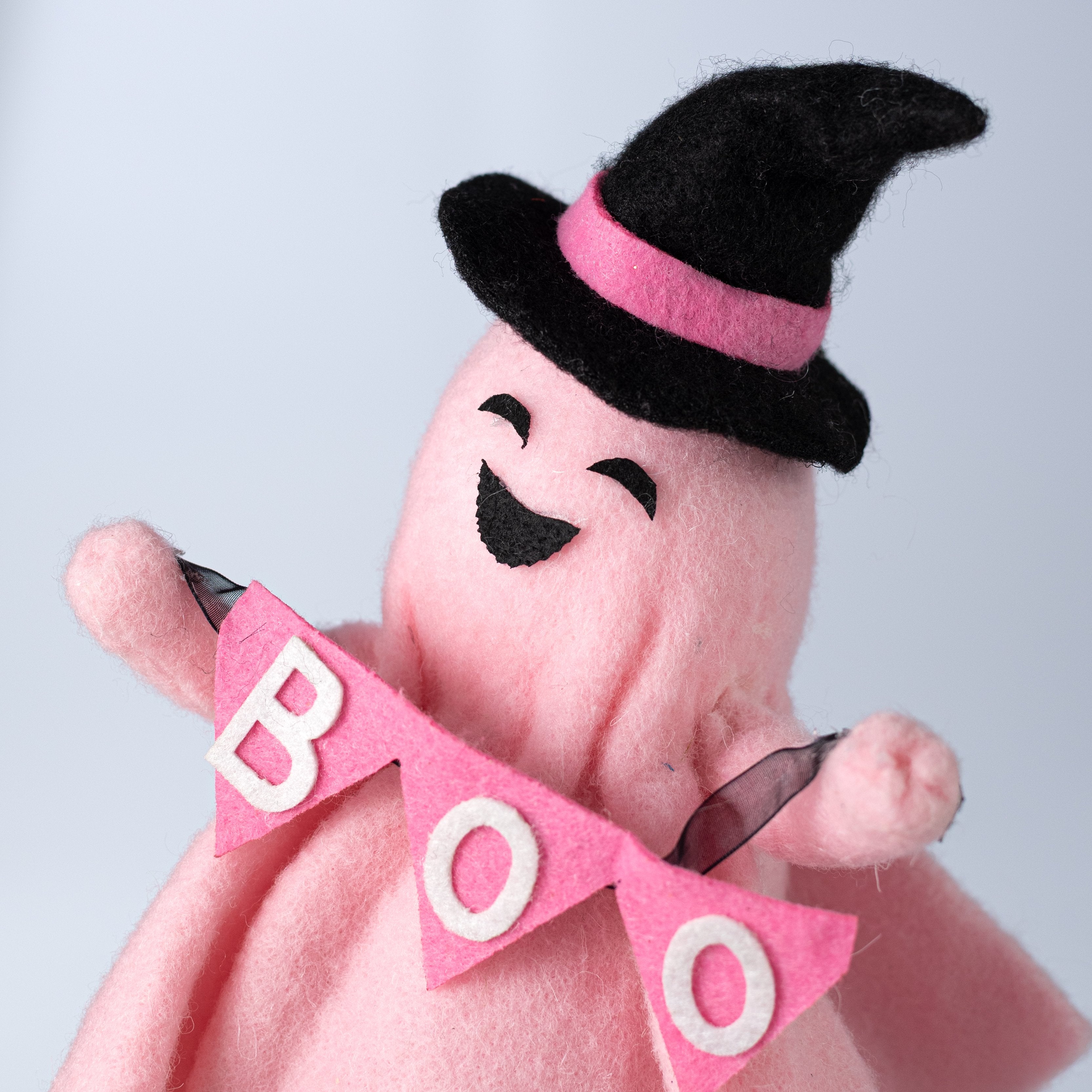 9" Felt Boo Ghost Ornament: Pink detail photo 3