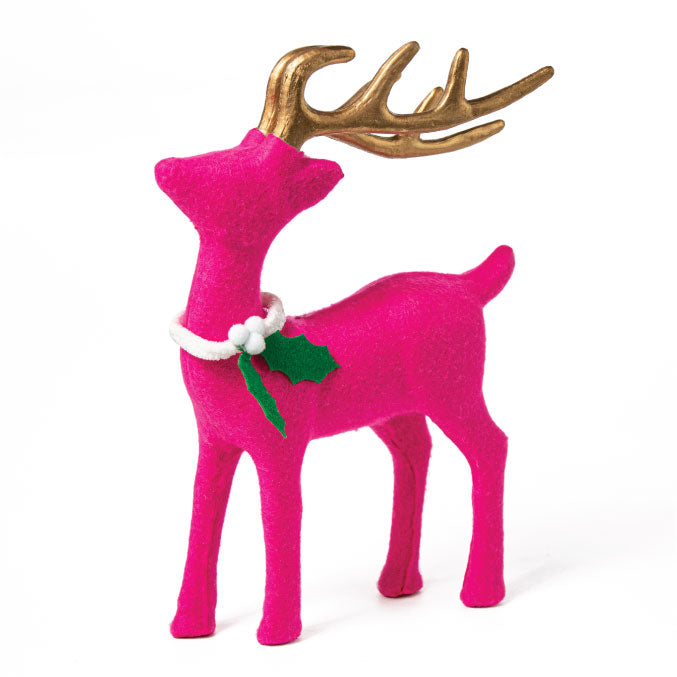 12" Felt Deer Decoration: Hot Pink & Gold Item Number: 85847PK
