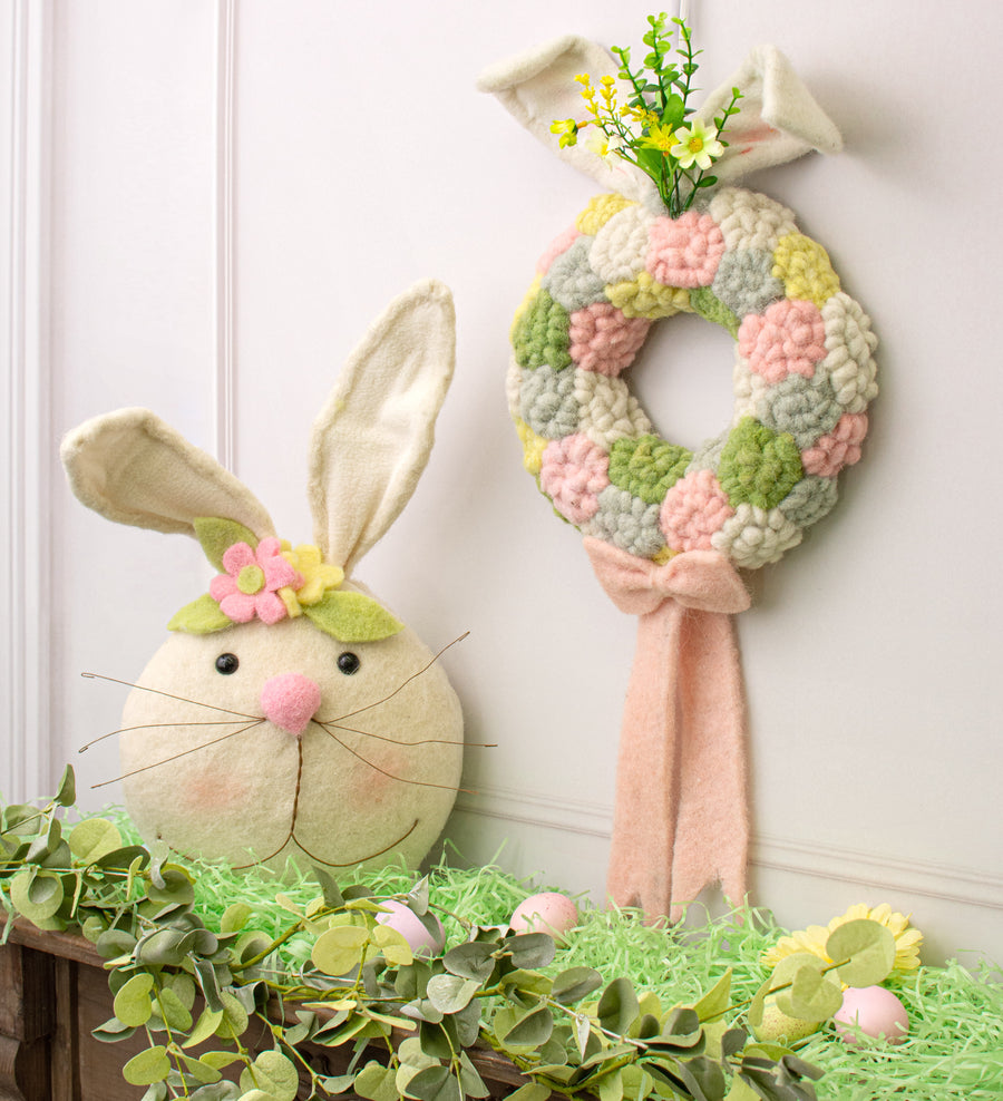 25" Felt Easter Bunny Wreath Lifestyle Photo