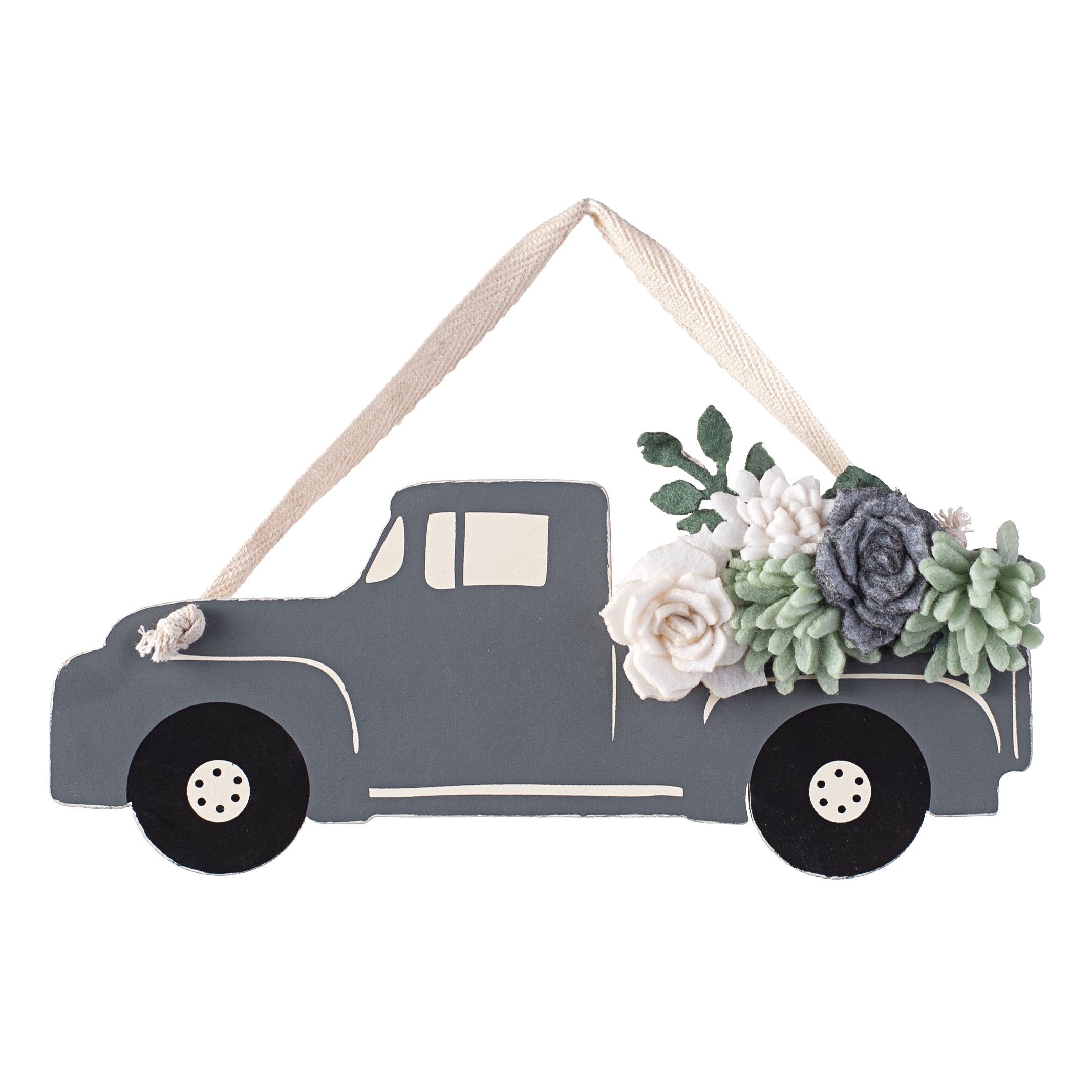 Felt Flower Vintage Truck Hanging DÃ©cor (8") Item Number: 103342