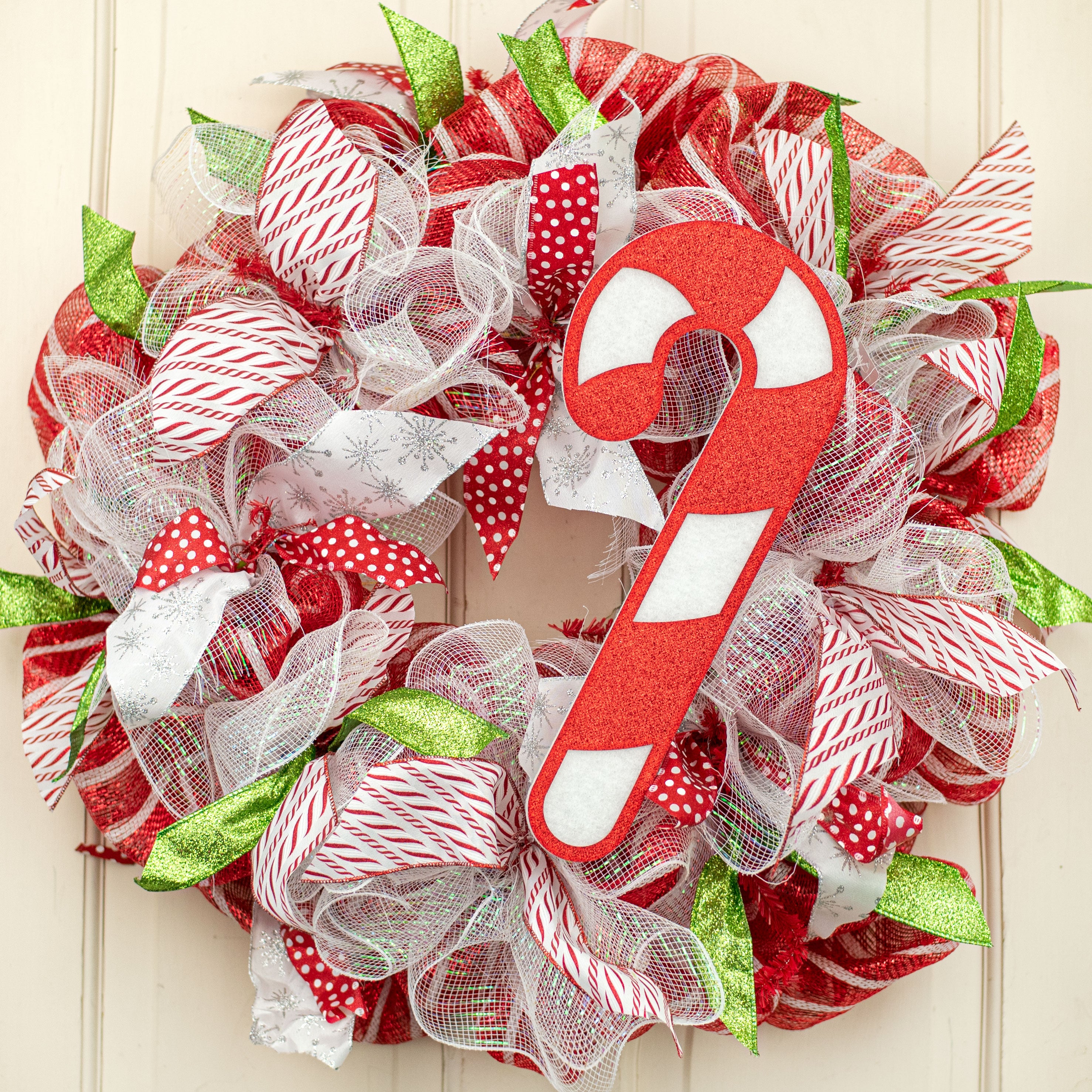 14" Felt & Foam Glitter Candy Cane Ornament Lifestyle Photo