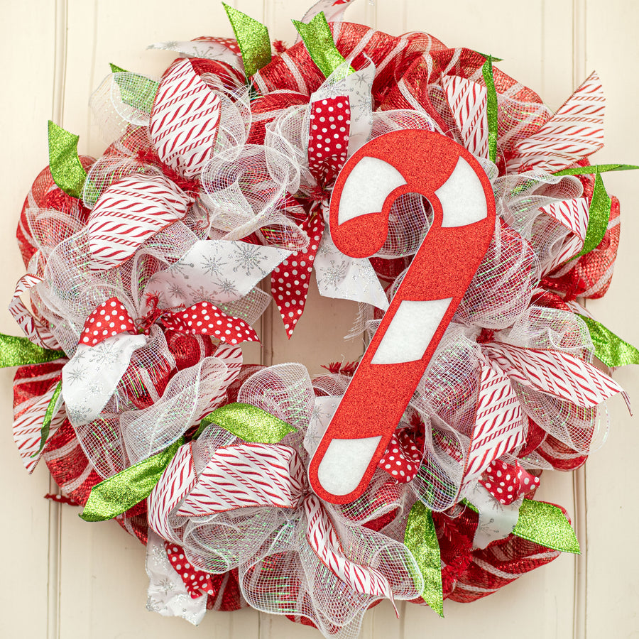 14" Felt & Foam Glitter Candy Cane Ornament Lifestyle Photo