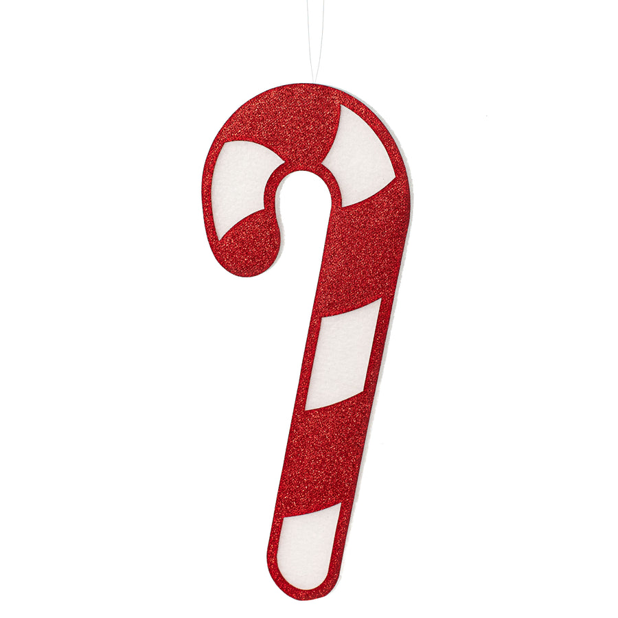 14" Felt & Foam Glitter Candy Cane Ornament Item Number: XC1084