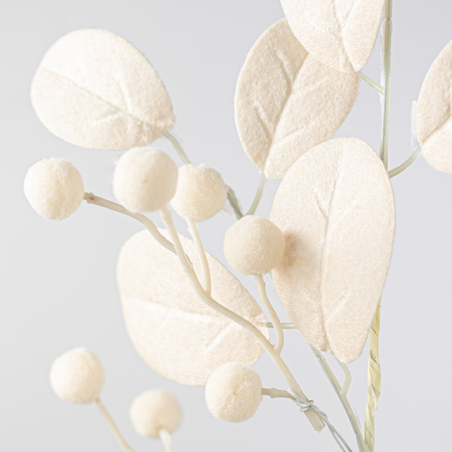 30" Felt Leaves with Pom Poms Spray: Cream Lifestyle Photo