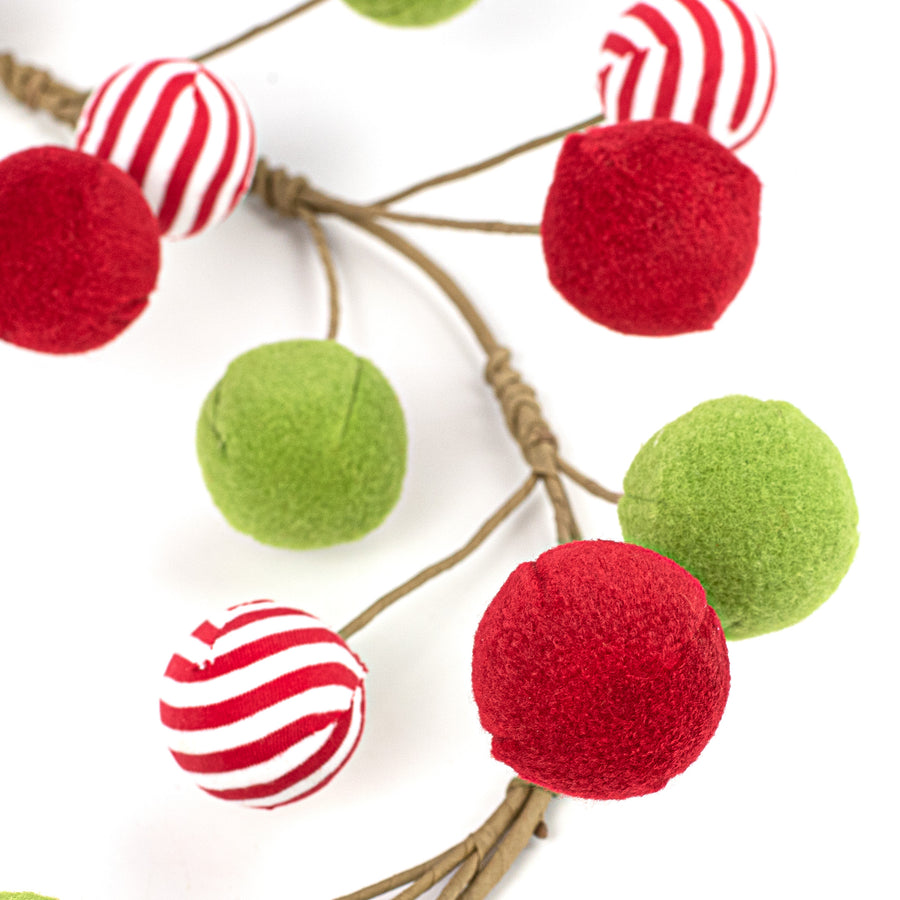 4' Felt Peppermint Ball Garland detail photo 3