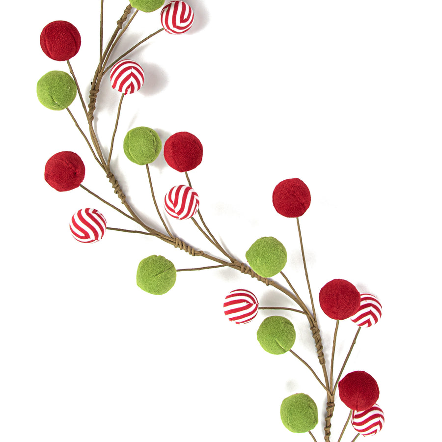 4' Felt Peppermint Ball Garland Item Number: 84756GA4
