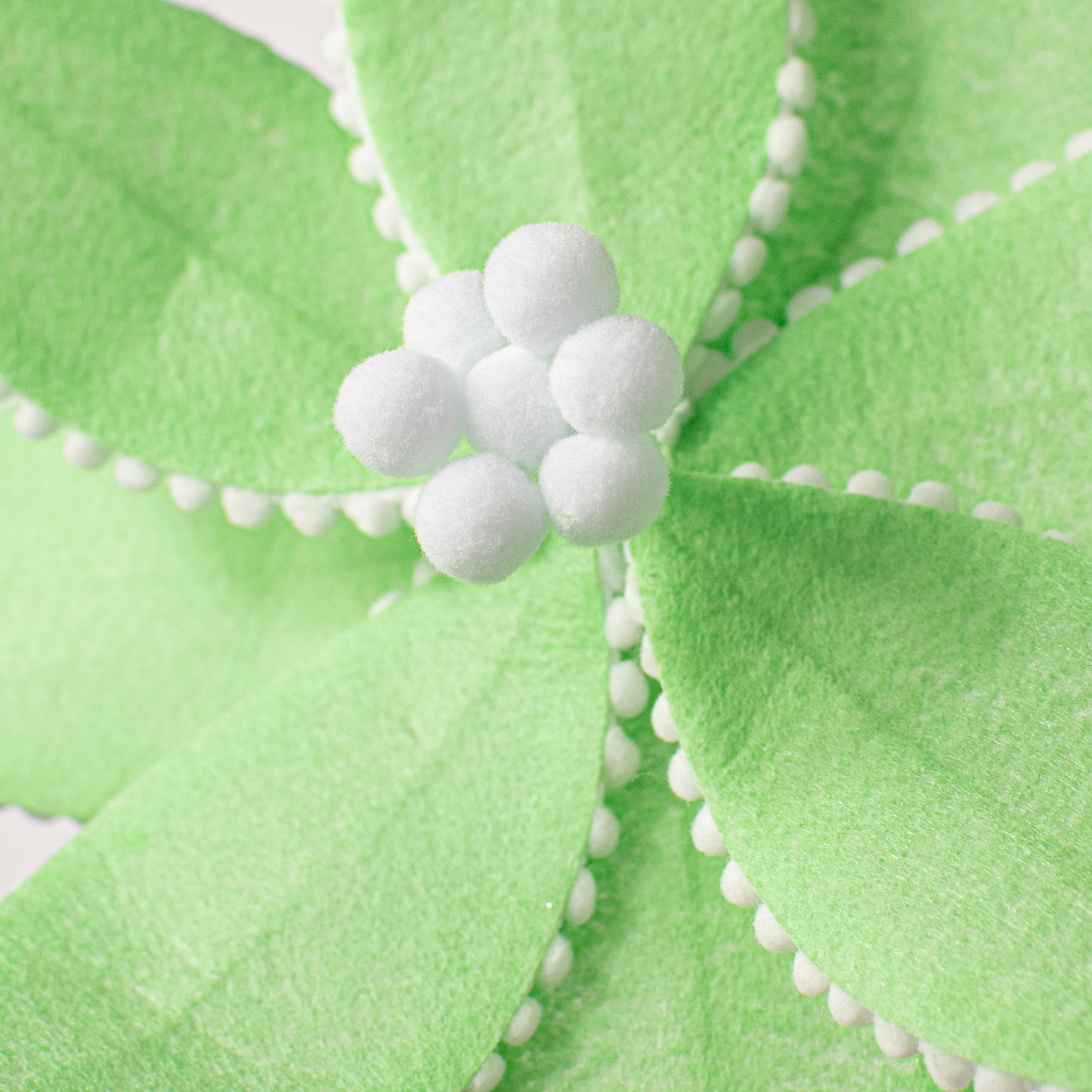 12" Felt Poinsettia Ball Fringe Stem: Mint Green Lifestyle Photo