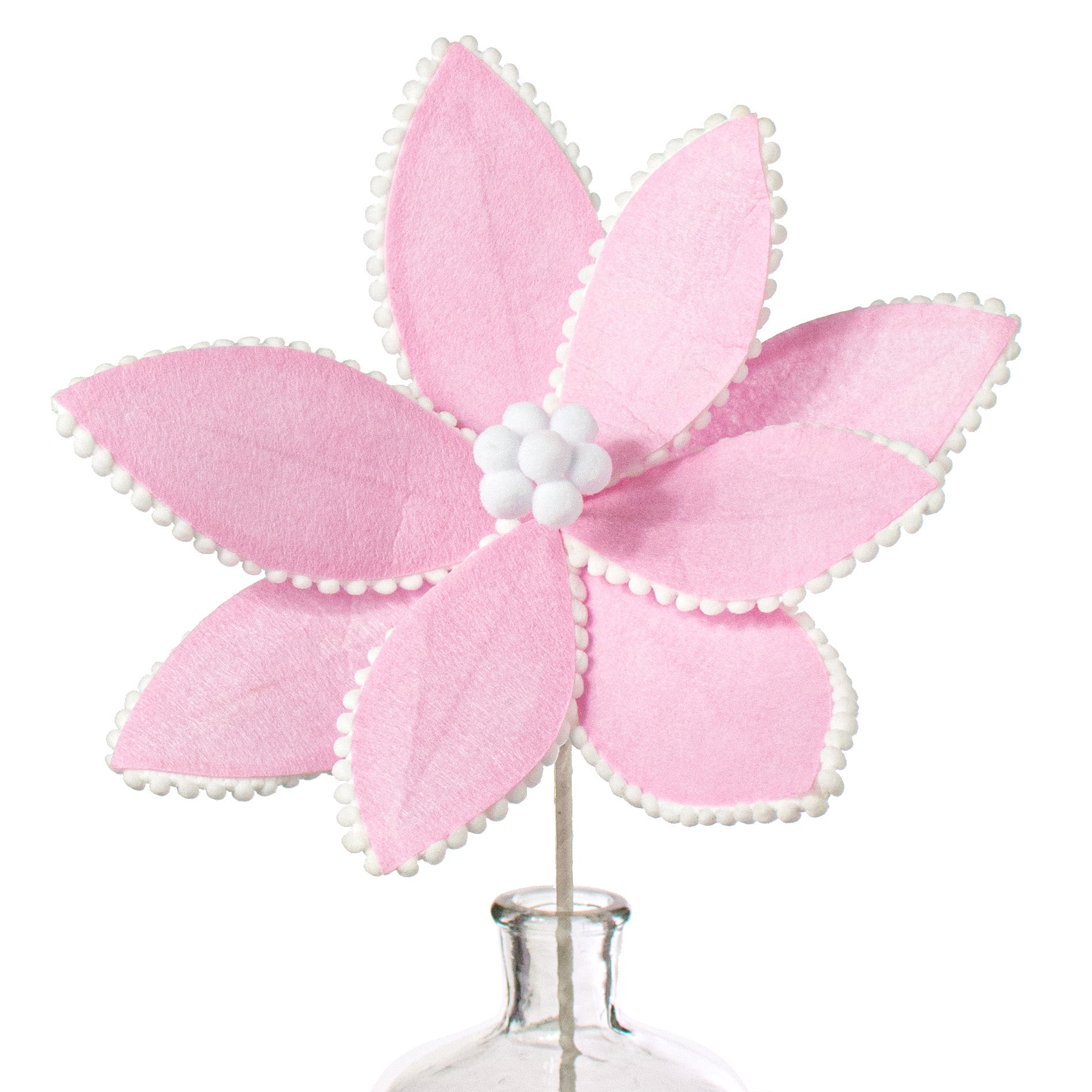 12" Felt Poinsettia Ball Fringe Stem: Pink Item Number: XS399522