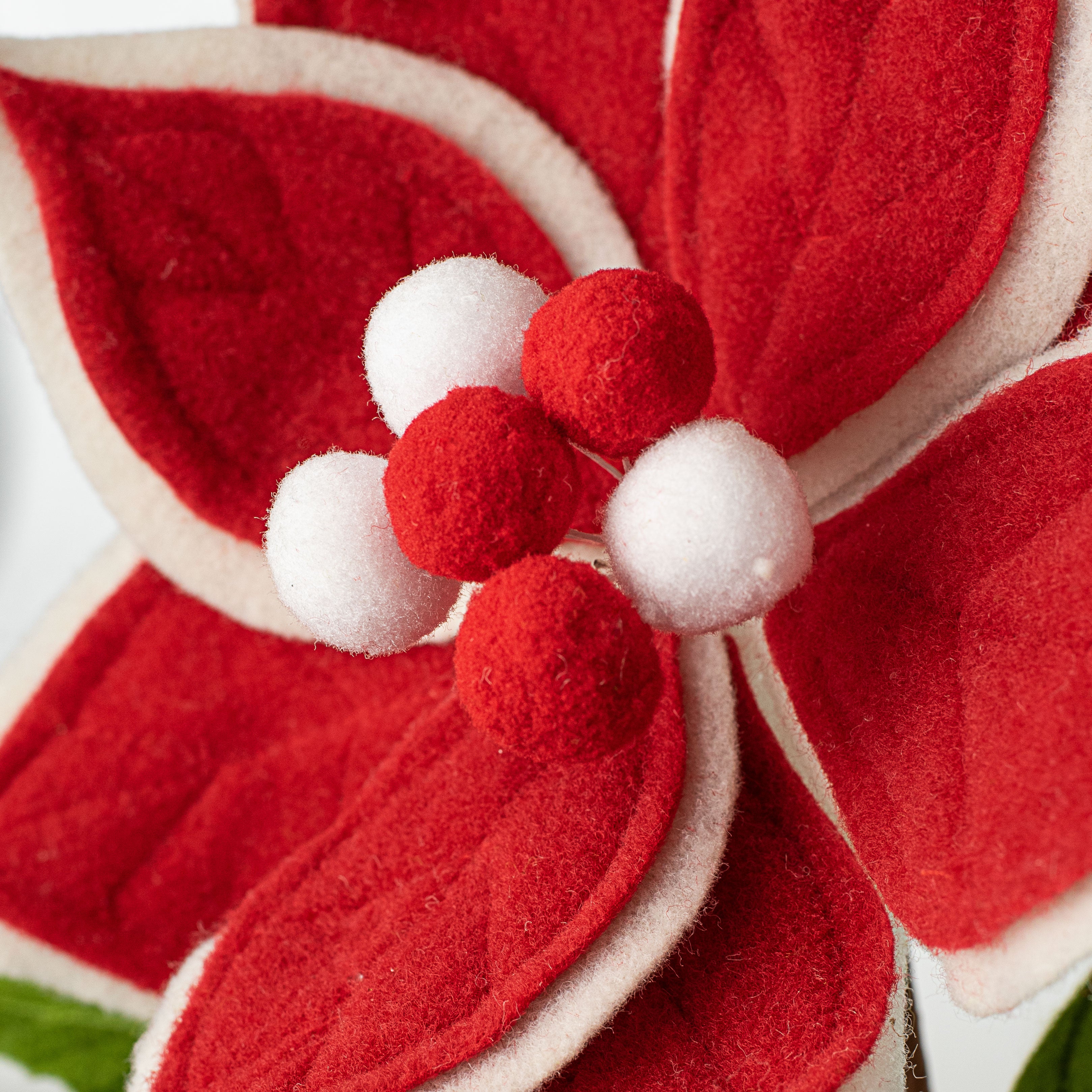 22" Felt Poinsettia Stem: Red, Green, White Lifestyle Photo