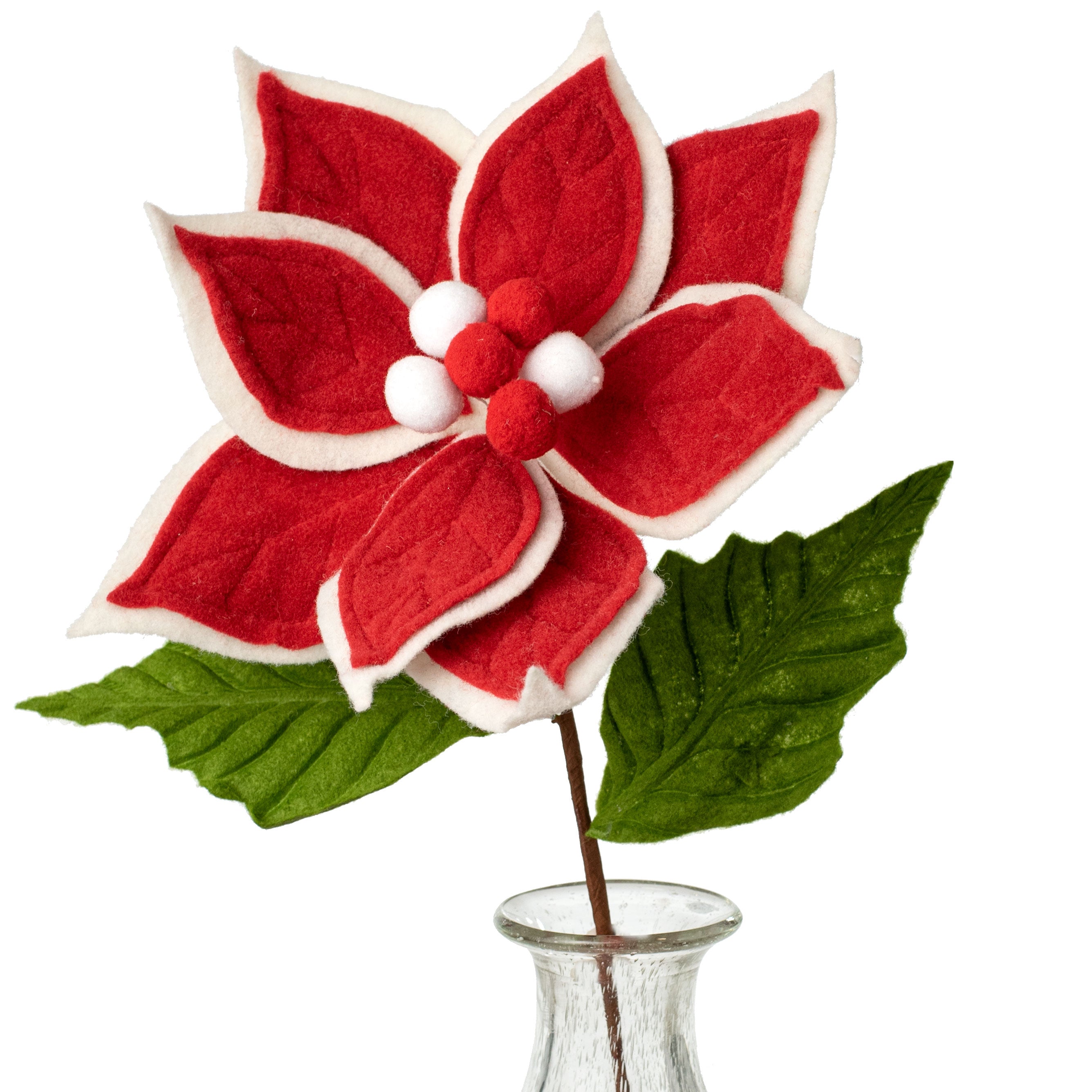 22" Felt Poinsettia Stem: Red, Green, White Item Number: XS376032