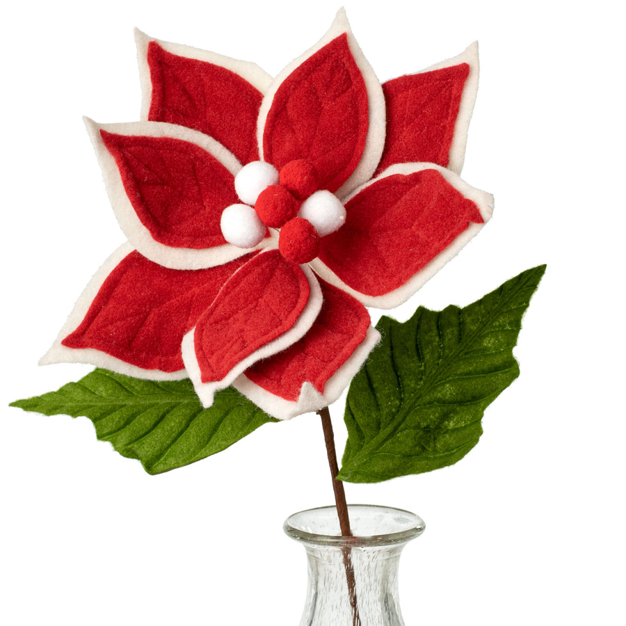 22" Felt Poinsettia Stem: Red, Green, White Item Number: XS376032