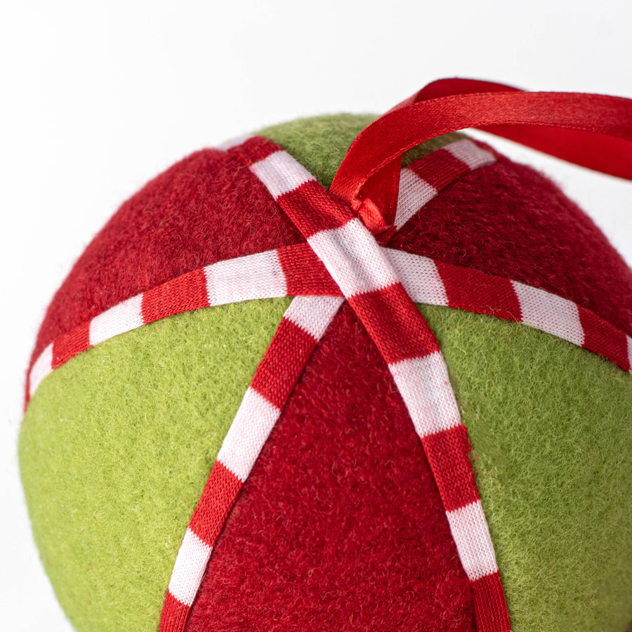 4" Felt Striped Ornament: Red & Green detail photo 3
