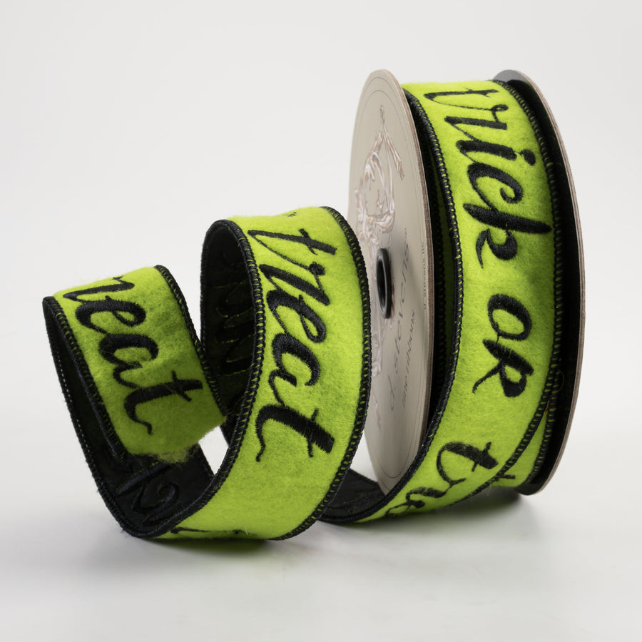 [D Stevens] 1.5" Felt Trick Or Treat Ribbon: Green & Black (10 Yards) Lifestyle Photo