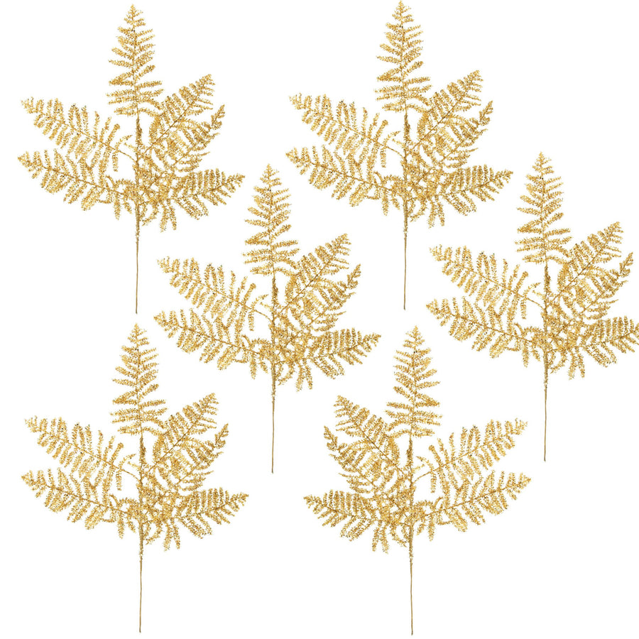 19" Fern Spray: Gold Glitter (Set of 6) detail photo 3