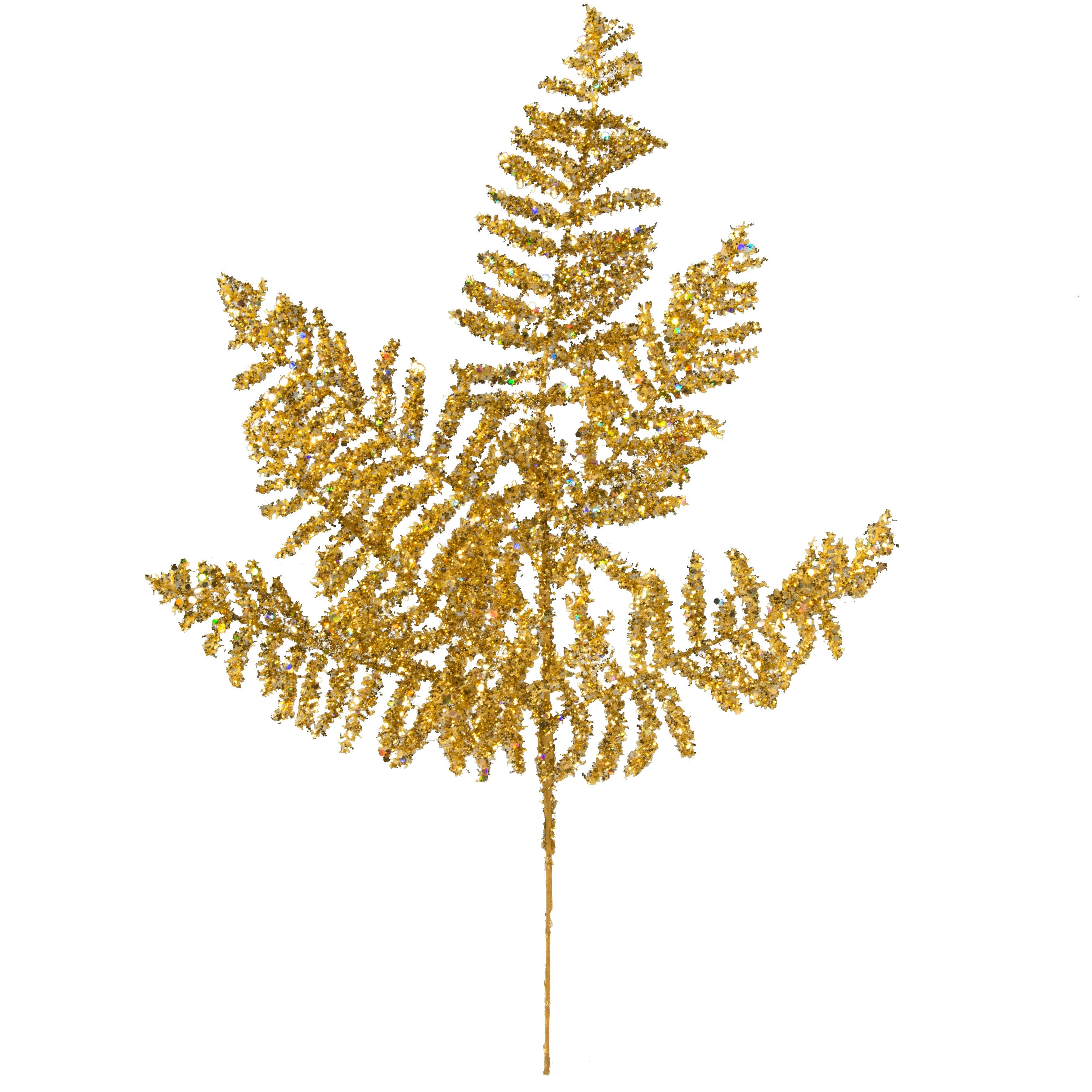 19" Fern Spray: Gold Glitter (Set of 6) detail photo 4