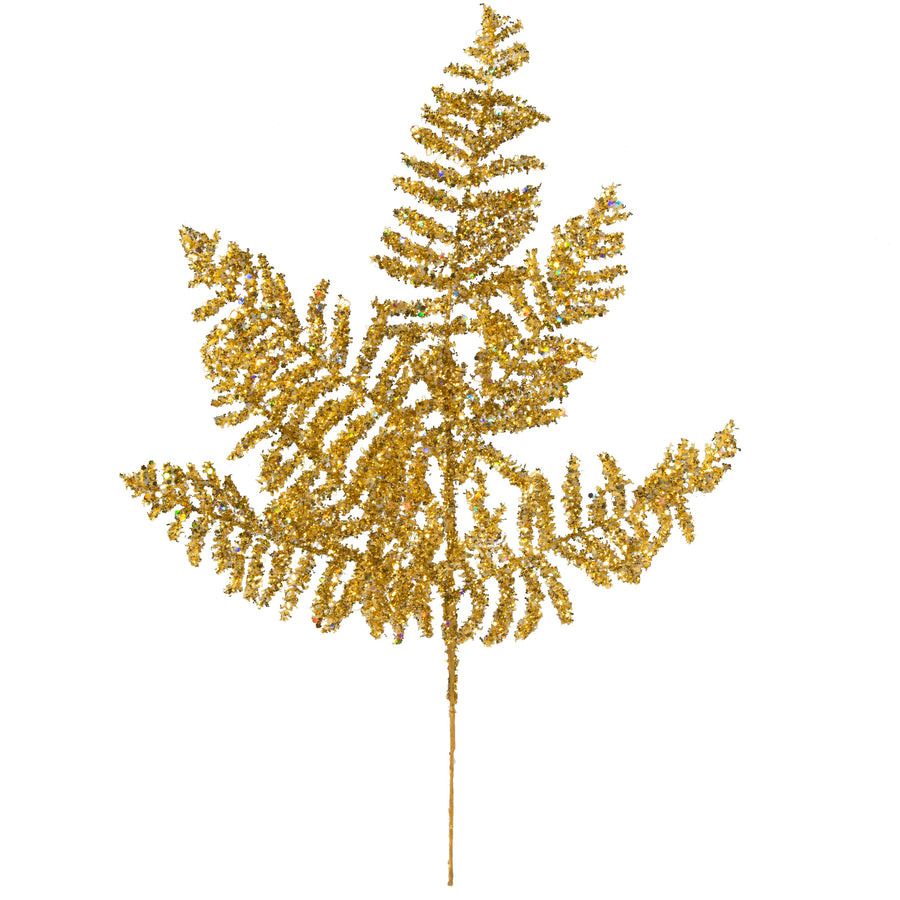 19" Fern Spray: Gold Glitter (Set of 6) detail photo 4