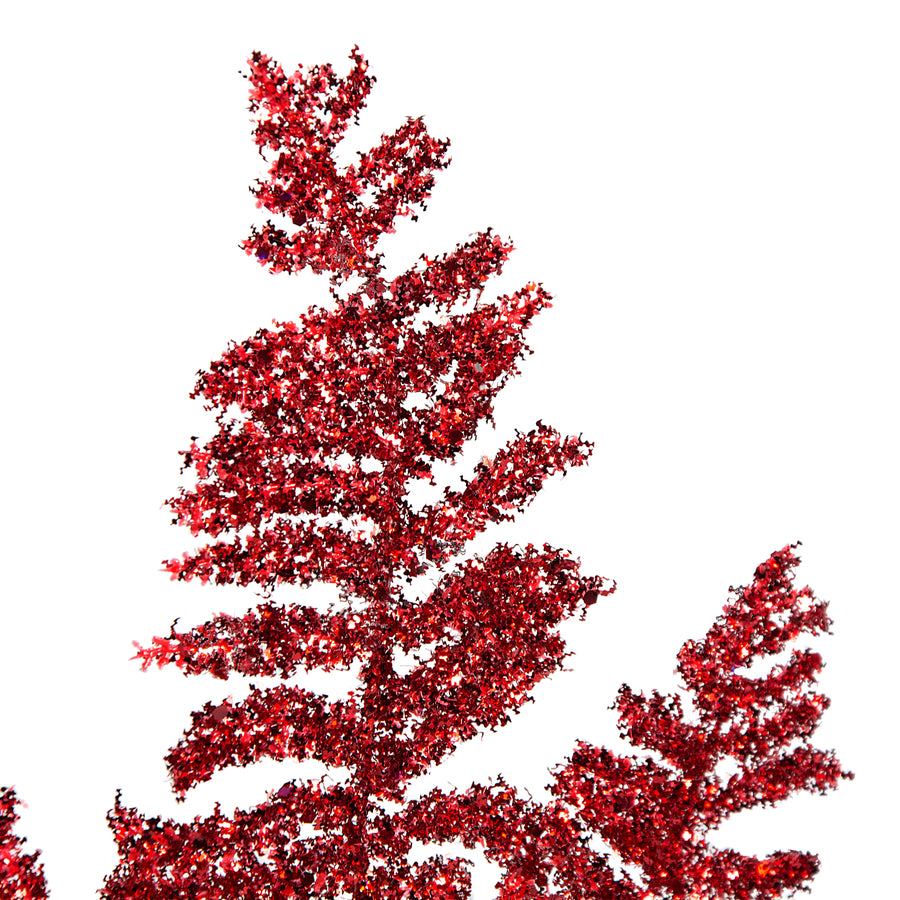 19" Fern Spray: Red Glitter (Set of 6) detail photo 4
