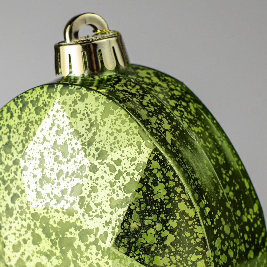 6.5" Antiqued Oval Gem Ornament: Mercury Spearmint Green