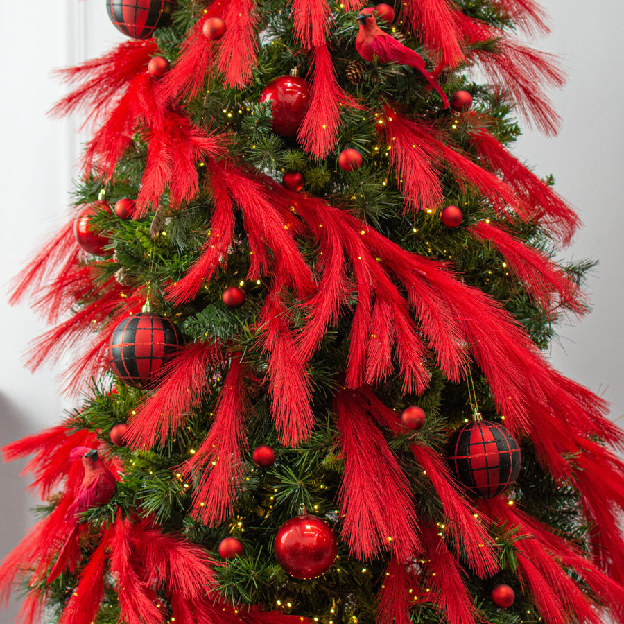 43" Fabric Pampas Grass Spray: Red