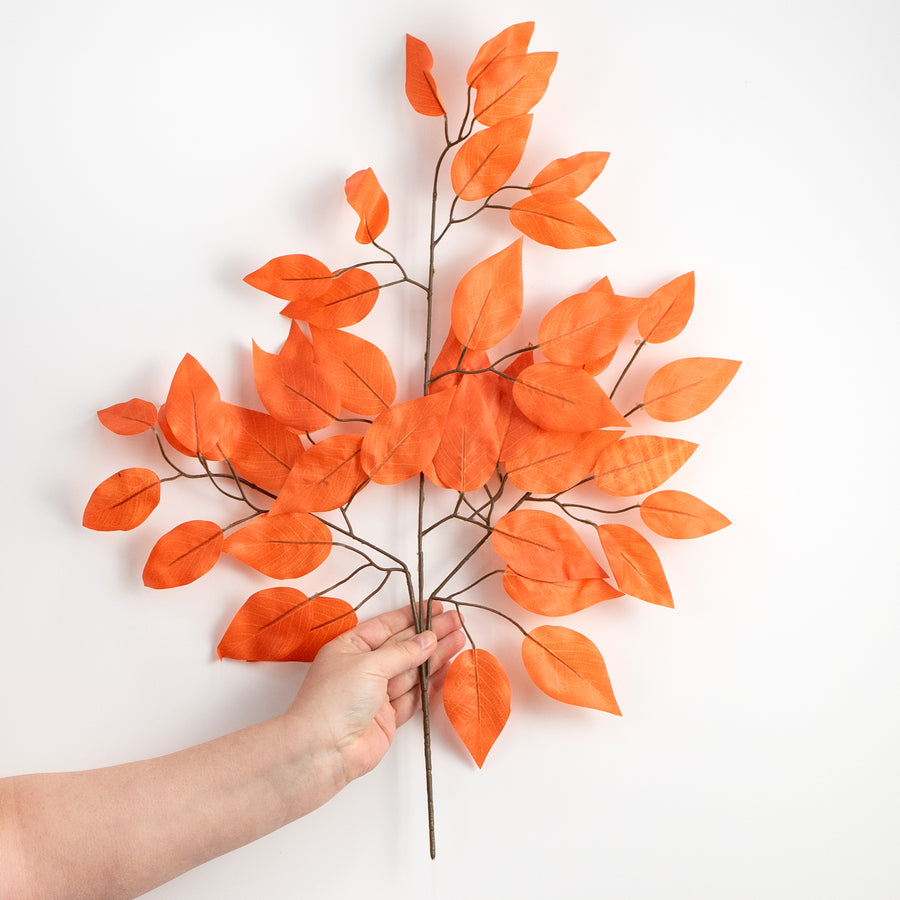 23" Ficus Leaf Spray: Burnt Orange (12) detail photo 3
