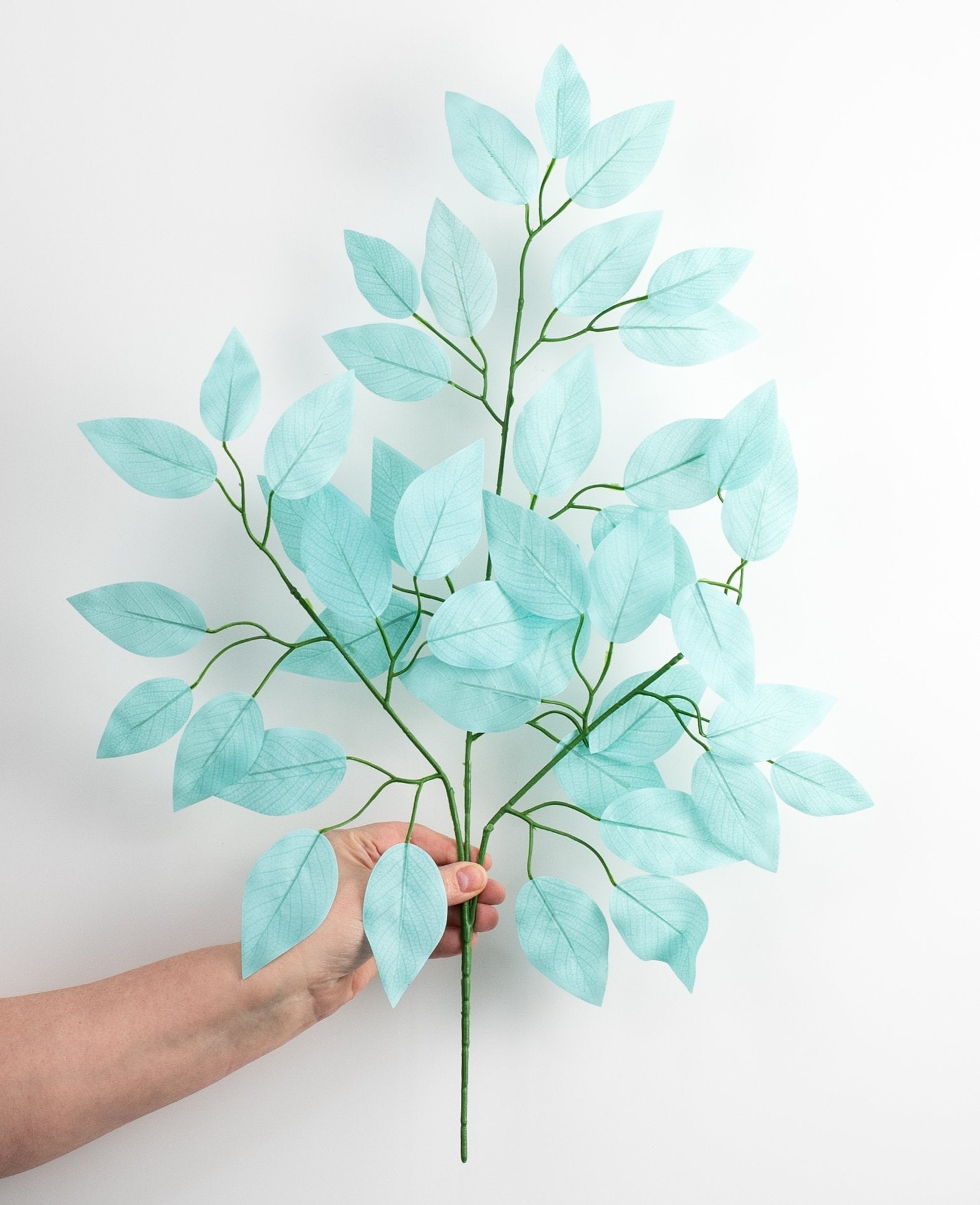 23" Ficus Leaf Spray: Robin's Egg Blue (12) detail photo 3