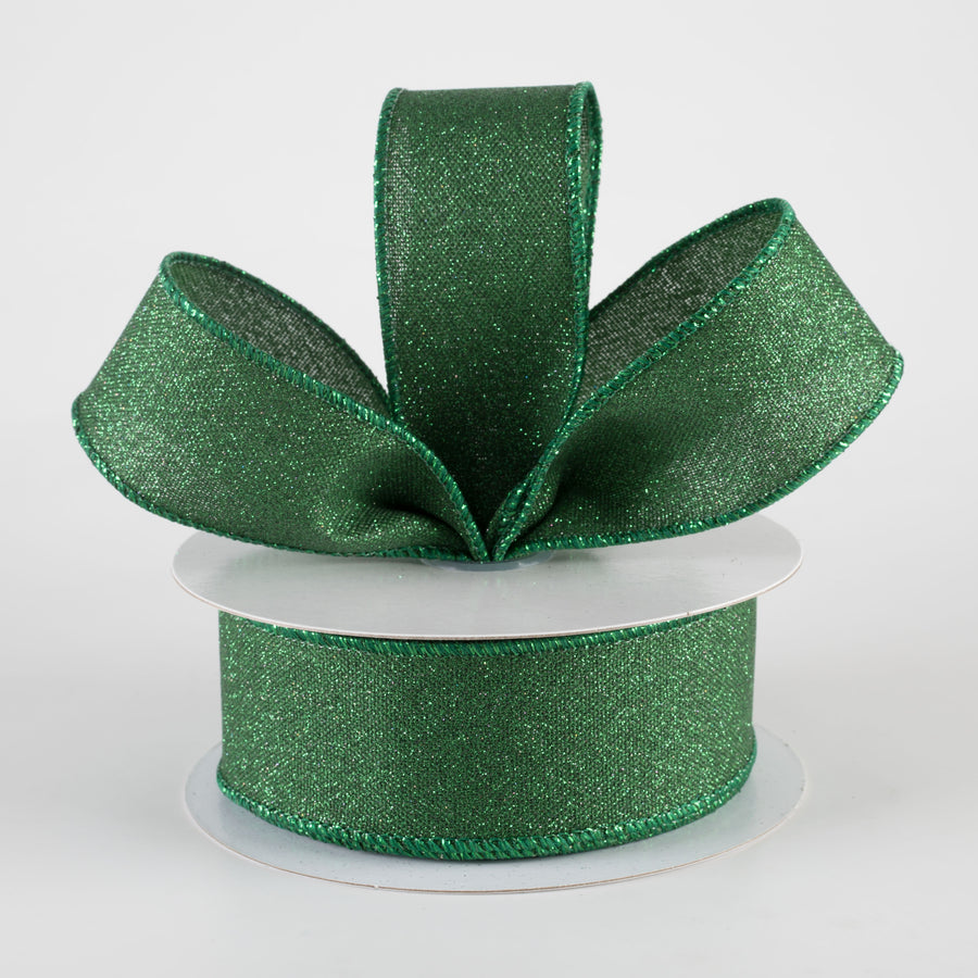 1.5" Fine Glitter on Royal Ribbon: Black & Emerald Green (10 Yards) Lifestyle Photo