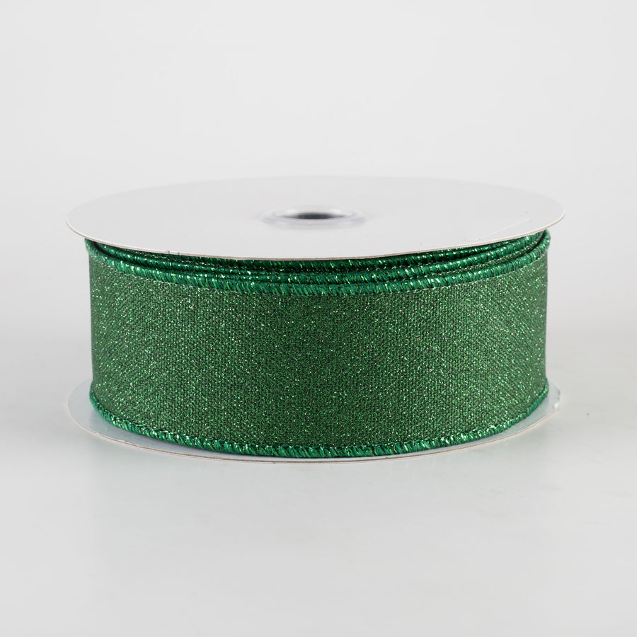 1.5" Fine Glitter on Royal Ribbon: Black & Emerald Green (10 Yards)