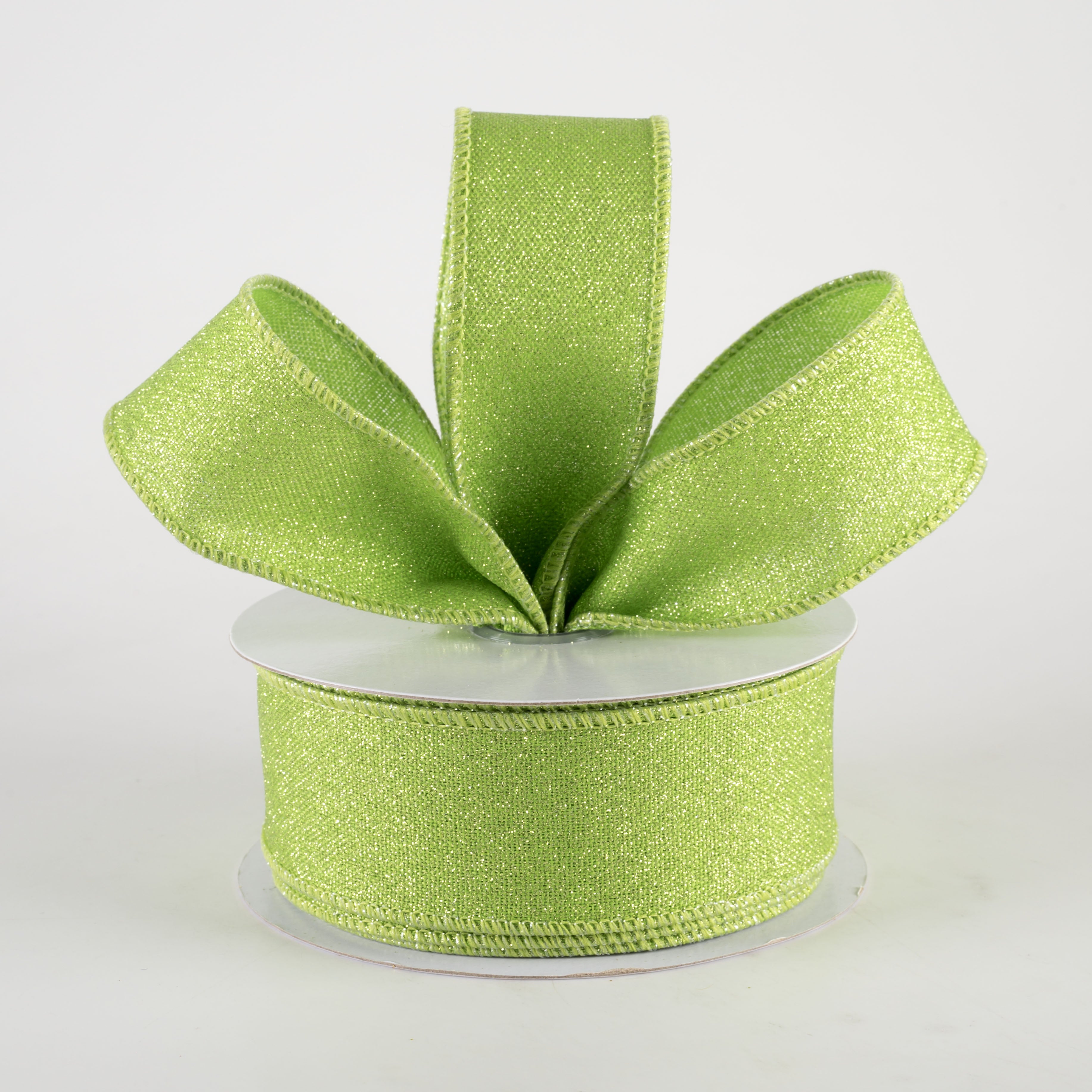 1.5" Fine Glitter on Royal Ribbon: Light & Fresh Green (10 Yards) Lifestyle Photo