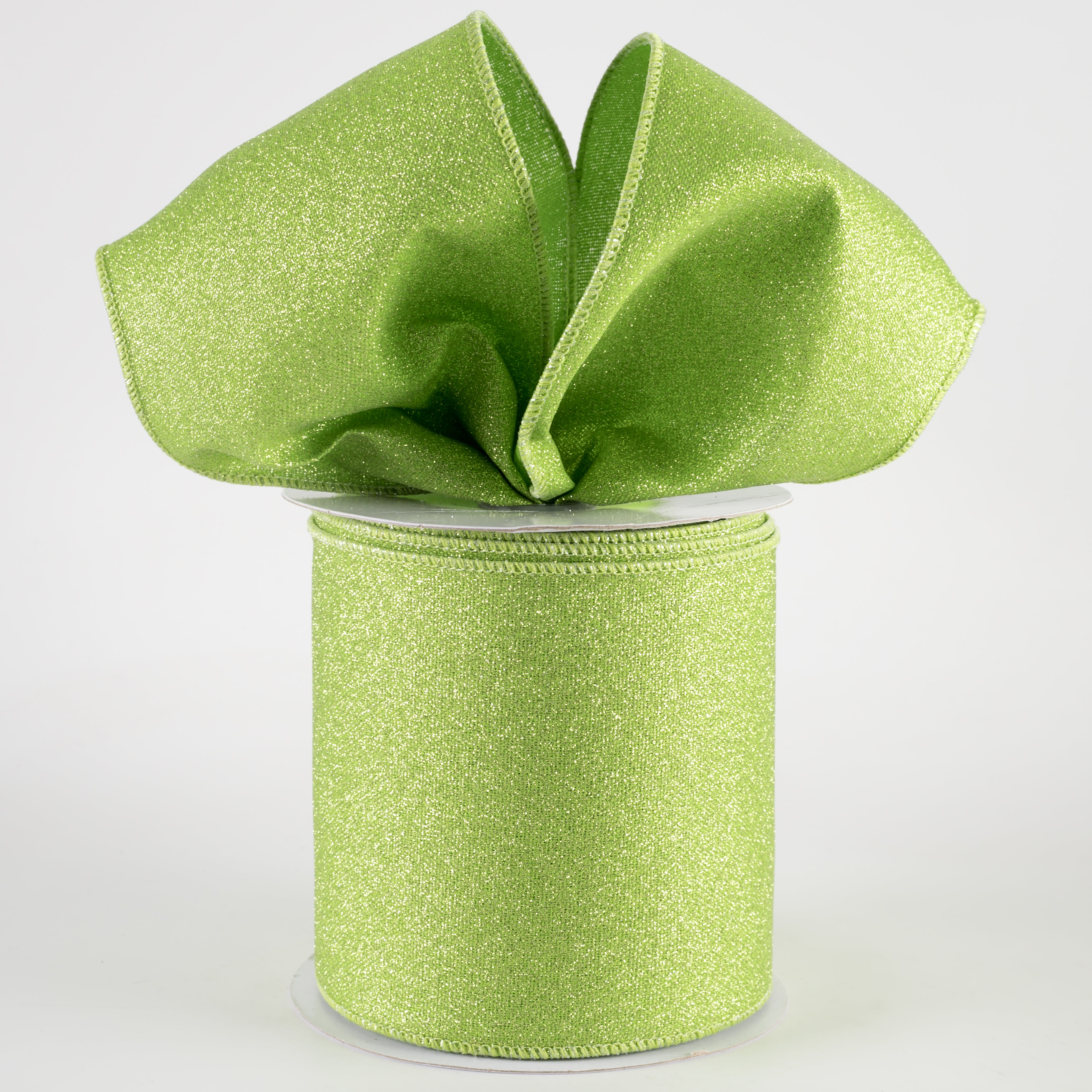 4" Fine Glitter on Royal Ribbon: Light, Fresh Green (10 Yards) Lifestyle Photo