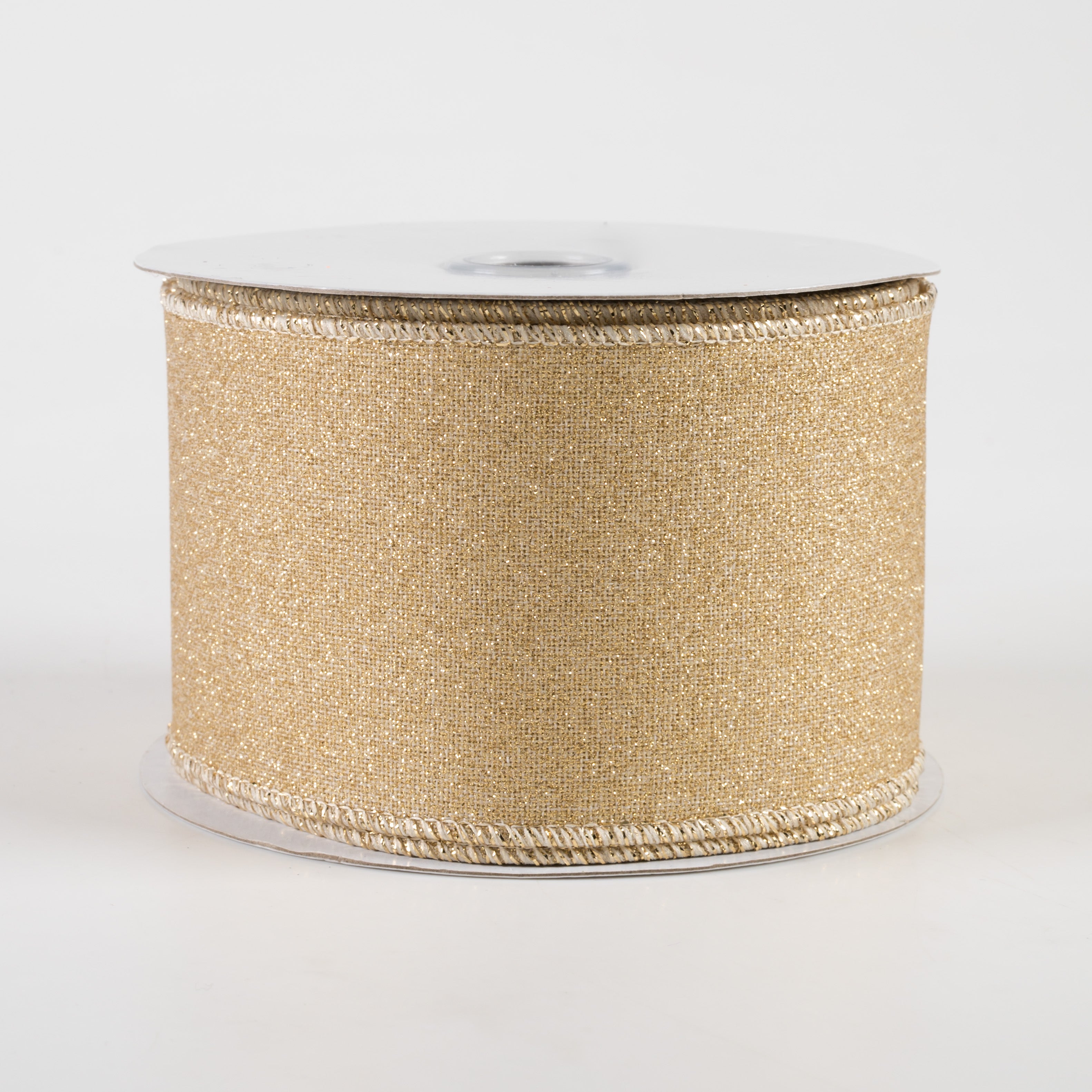 2.5" Fine Glitter on Royal Ribbon: Light Gold (10 Yards)