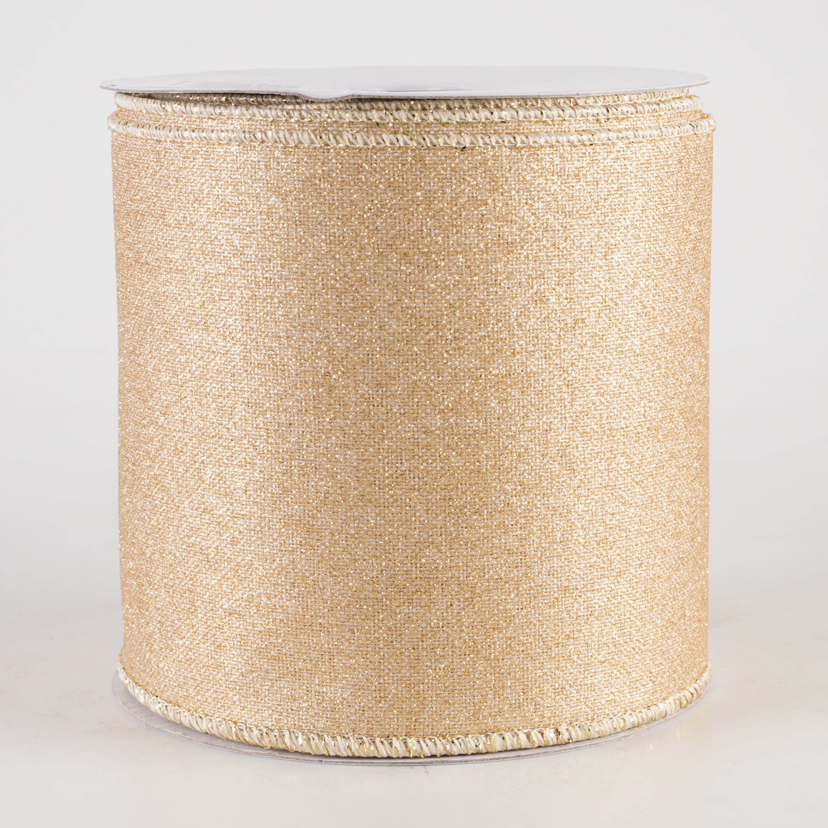 4" Fine Glitter on Royal Ribbon: Light Gold (10 Yards)