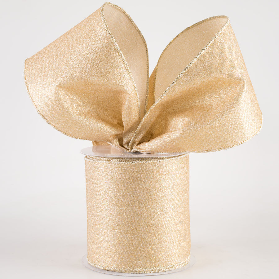 4" Fine Glitter on Royal Ribbon: Light Gold (10 Yards) Lifestyle Photo