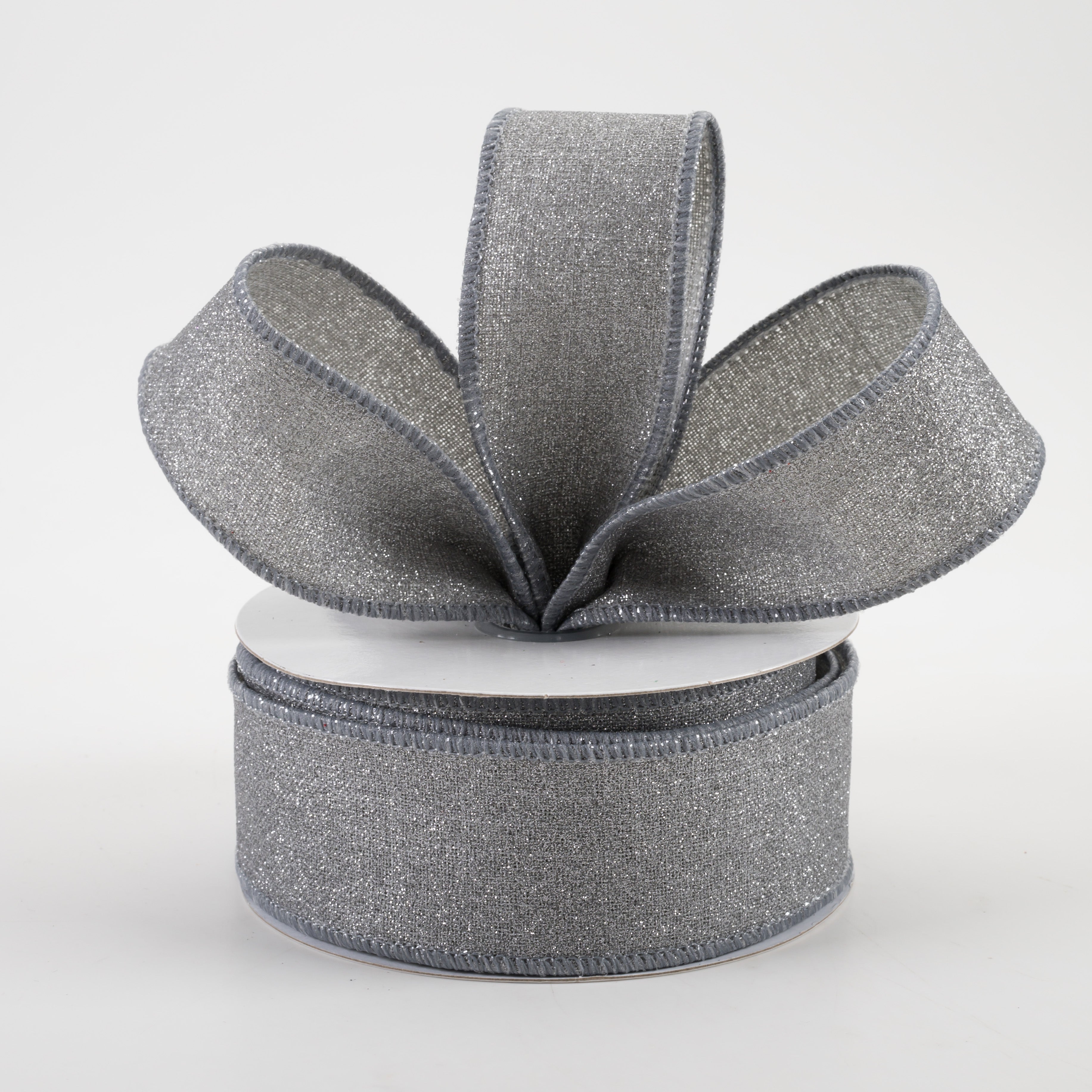 1.5" Fine Glitter on Royal Ribbon: Light Grey (10 Yards) Lifestyle Photo