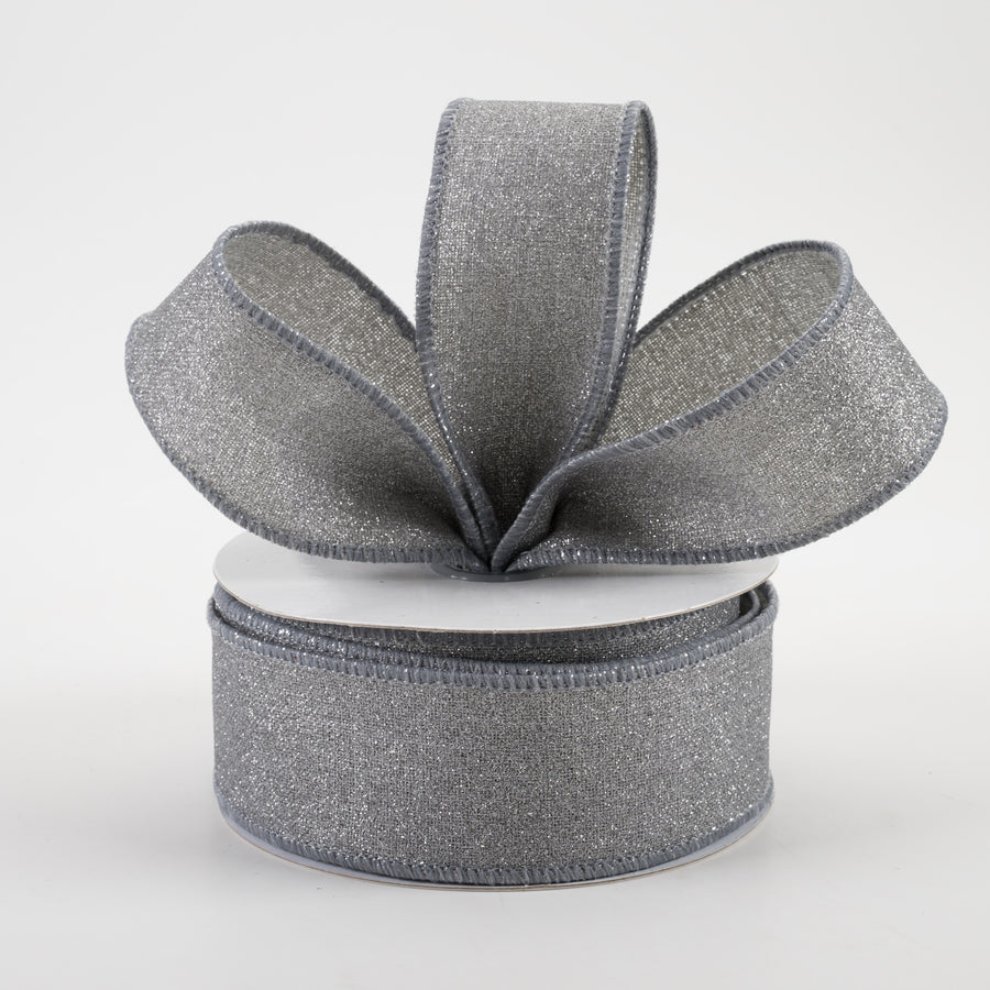 1.5" Fine Glitter on Royal Ribbon: Light Grey (10 Yards) Lifestyle Photo