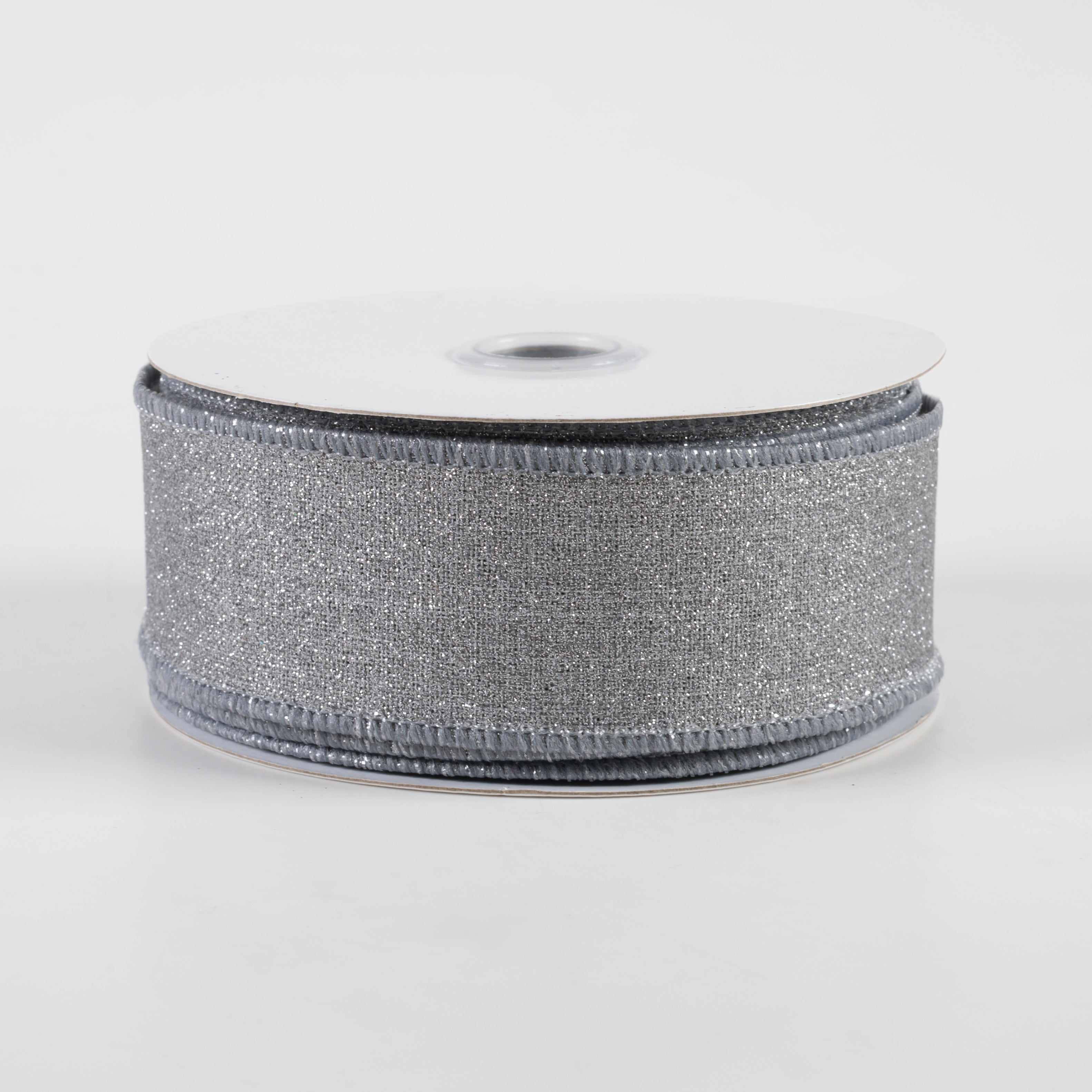 1.5" Fine Glitter on Royal Ribbon: Light Grey (10 Yards)