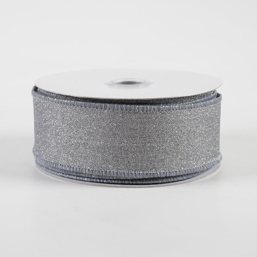 1.5" Fine Glitter on Royal Ribbon: Light Grey (10 Yards)