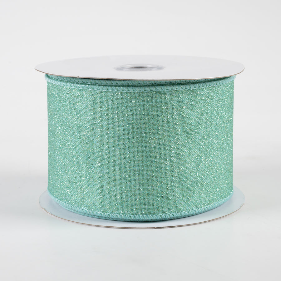 2.5" Fine Glitter on Royal Ribbon: Mint (10 Yards)