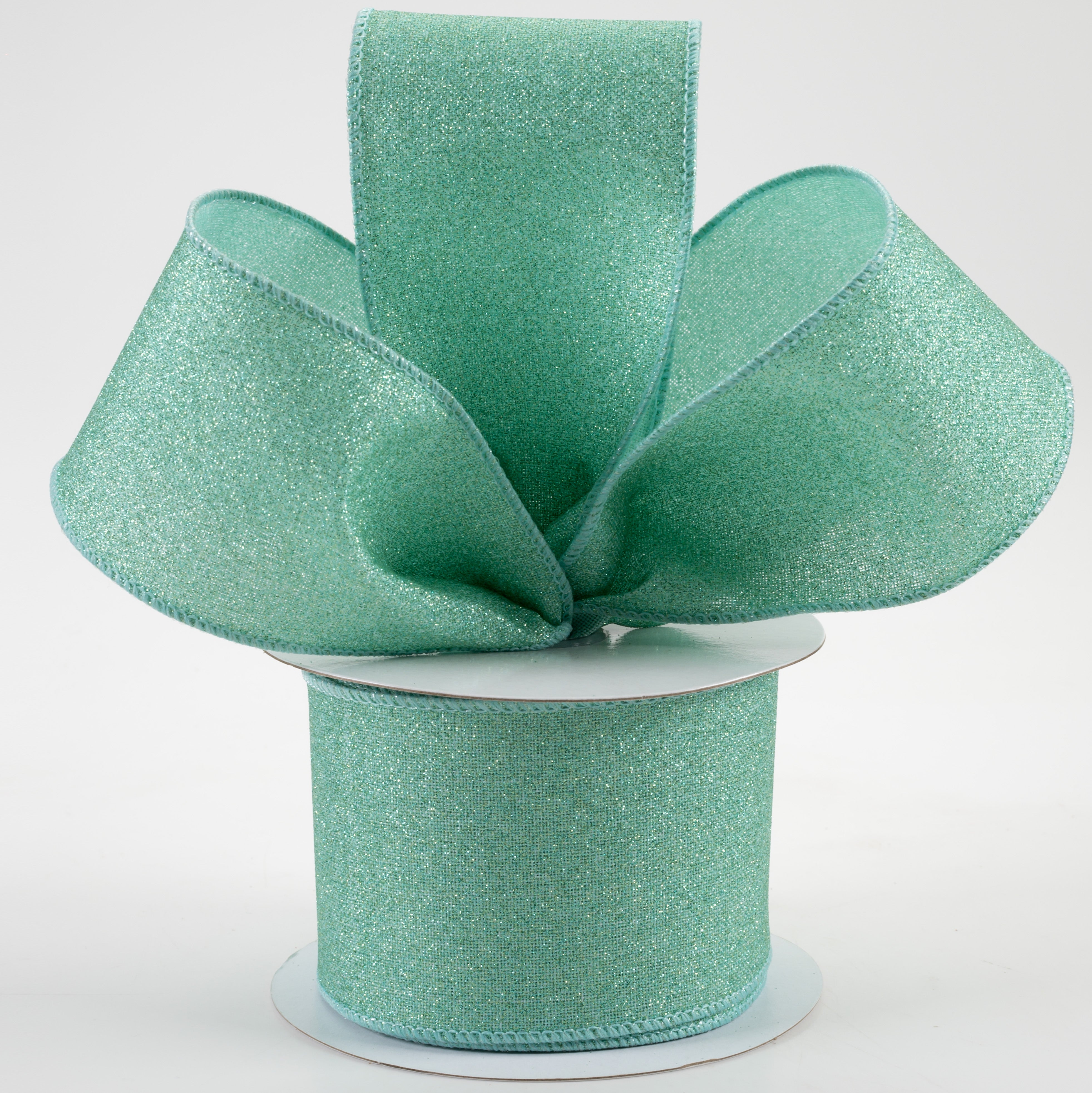 2.5" Fine Glitter on Royal Ribbon: Mint (10 Yards) Lifestyle Photo